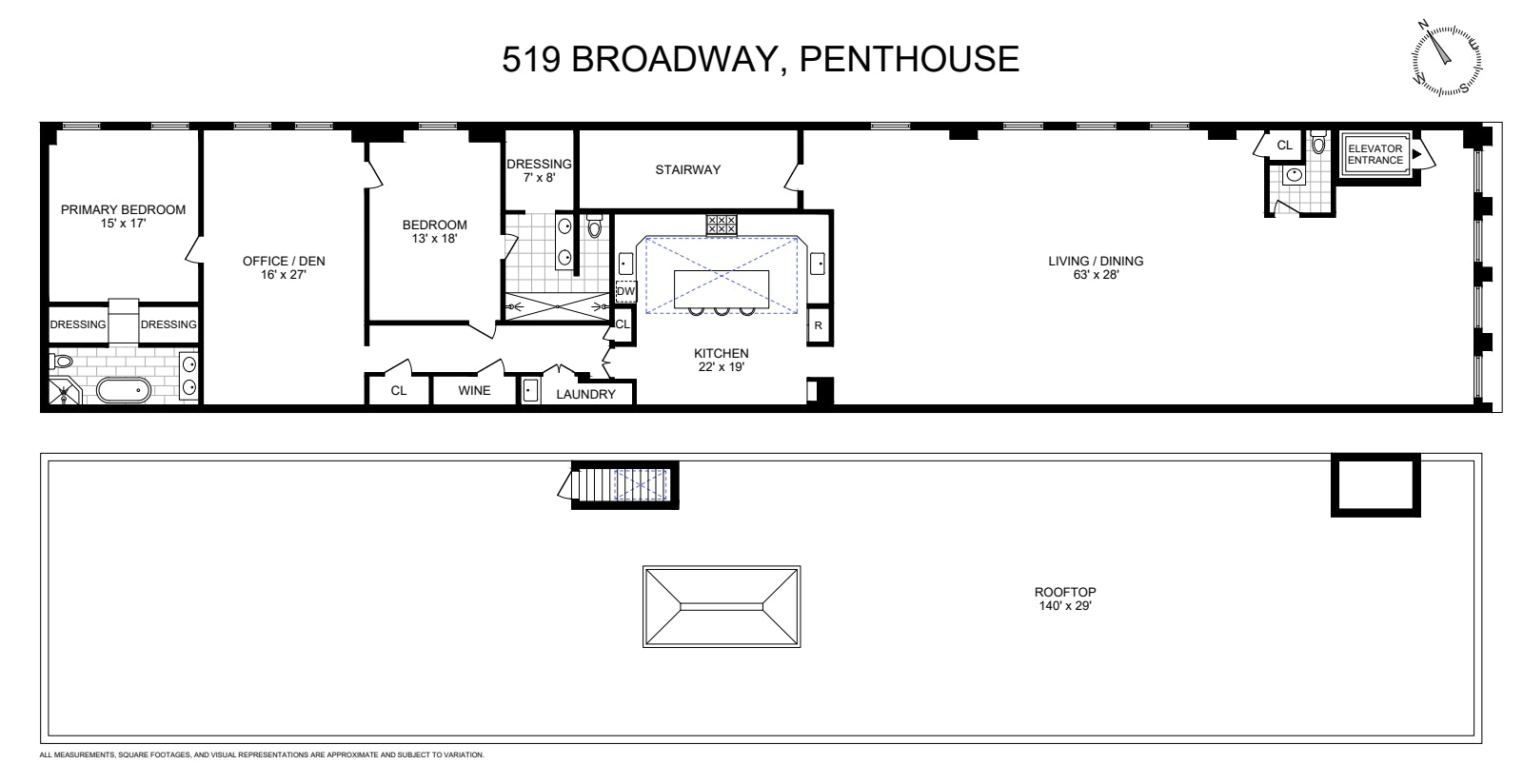 Floorplan for 519 Broadway, PH