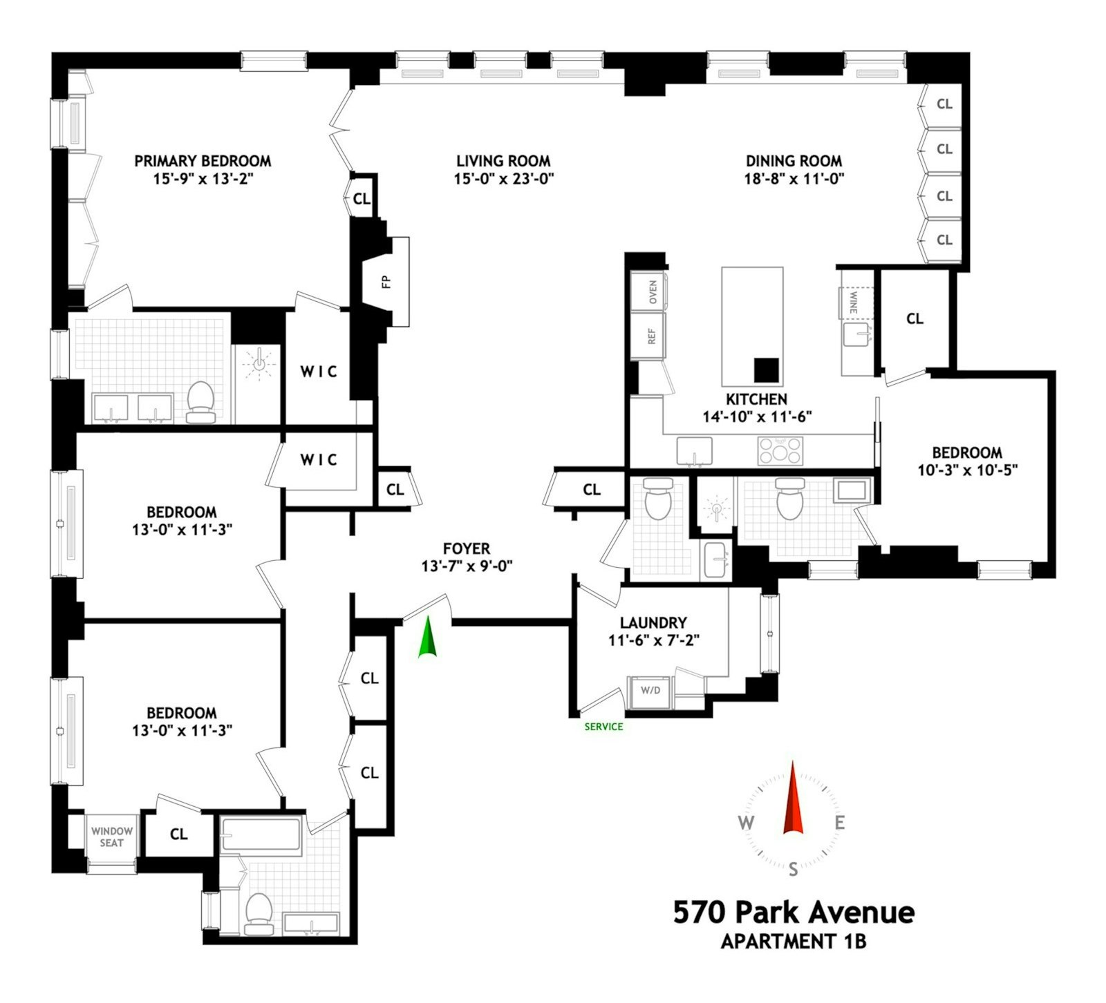 Floorplan for 570 Park Avenue, 1B