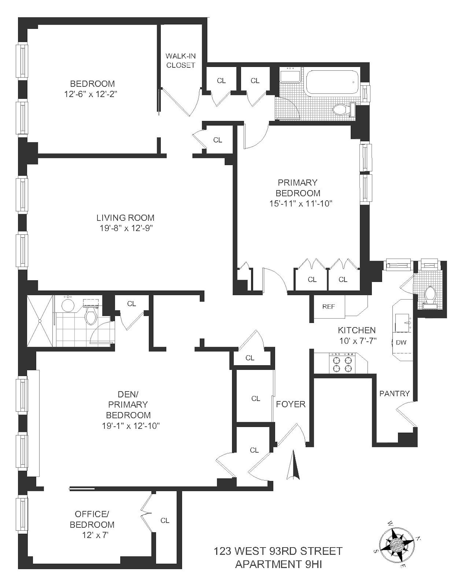 Floorplan for 123 West 93rd Street, 9HI