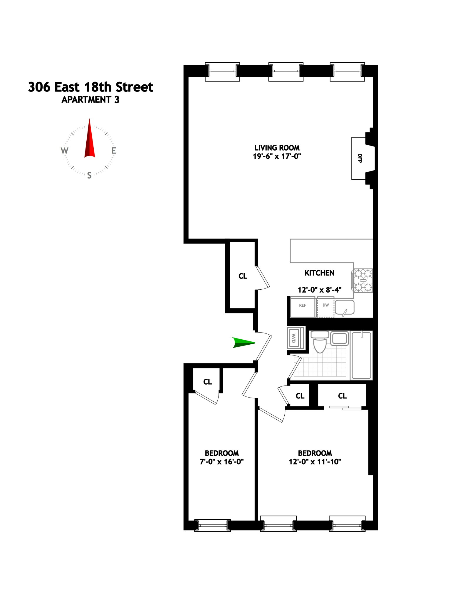 Floorplan for 306 East 18th Street, 3