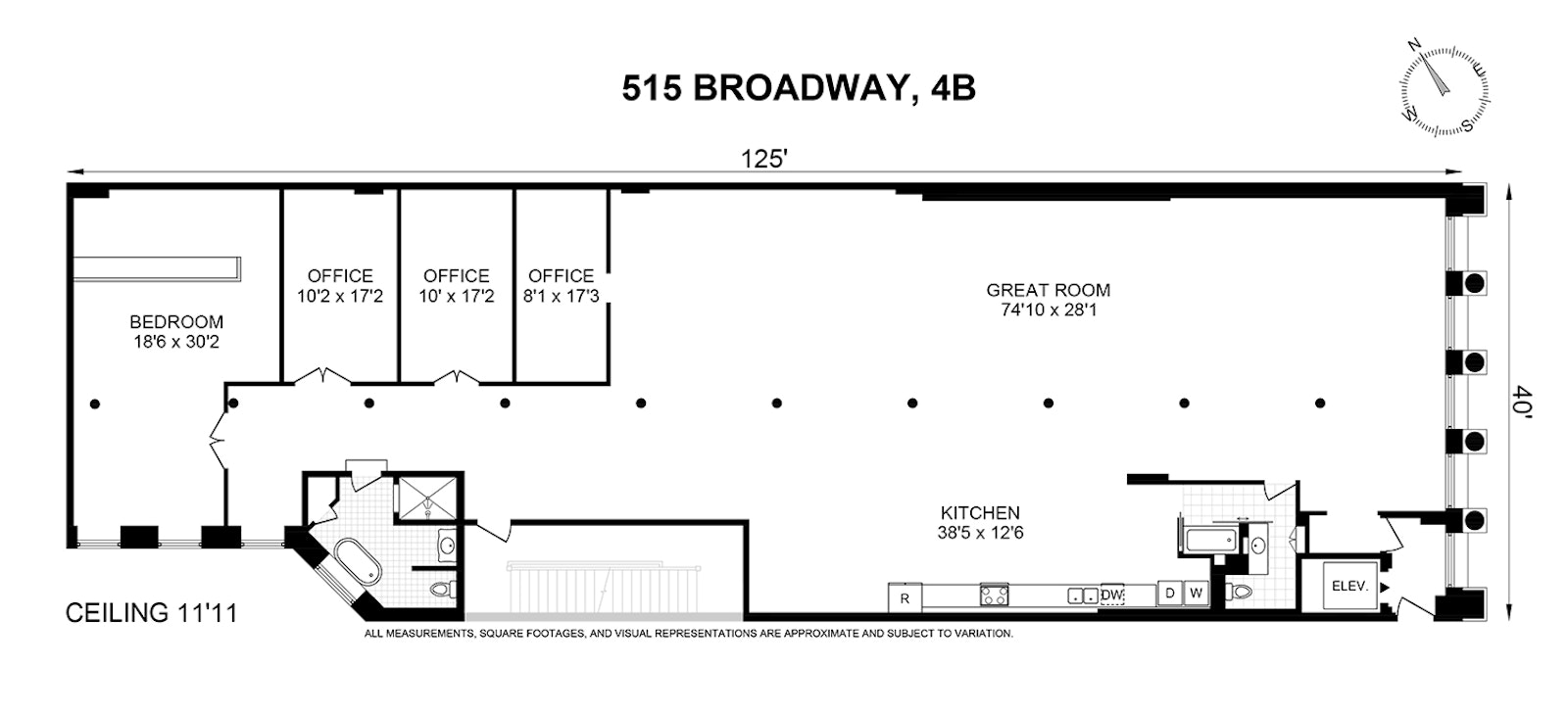 Floorplan for 515 Broadway, 4B