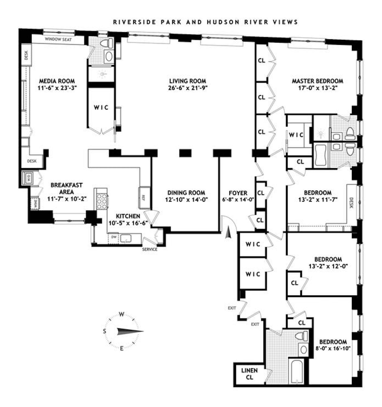 Floorplan for 186 Riverside Drive, 14E