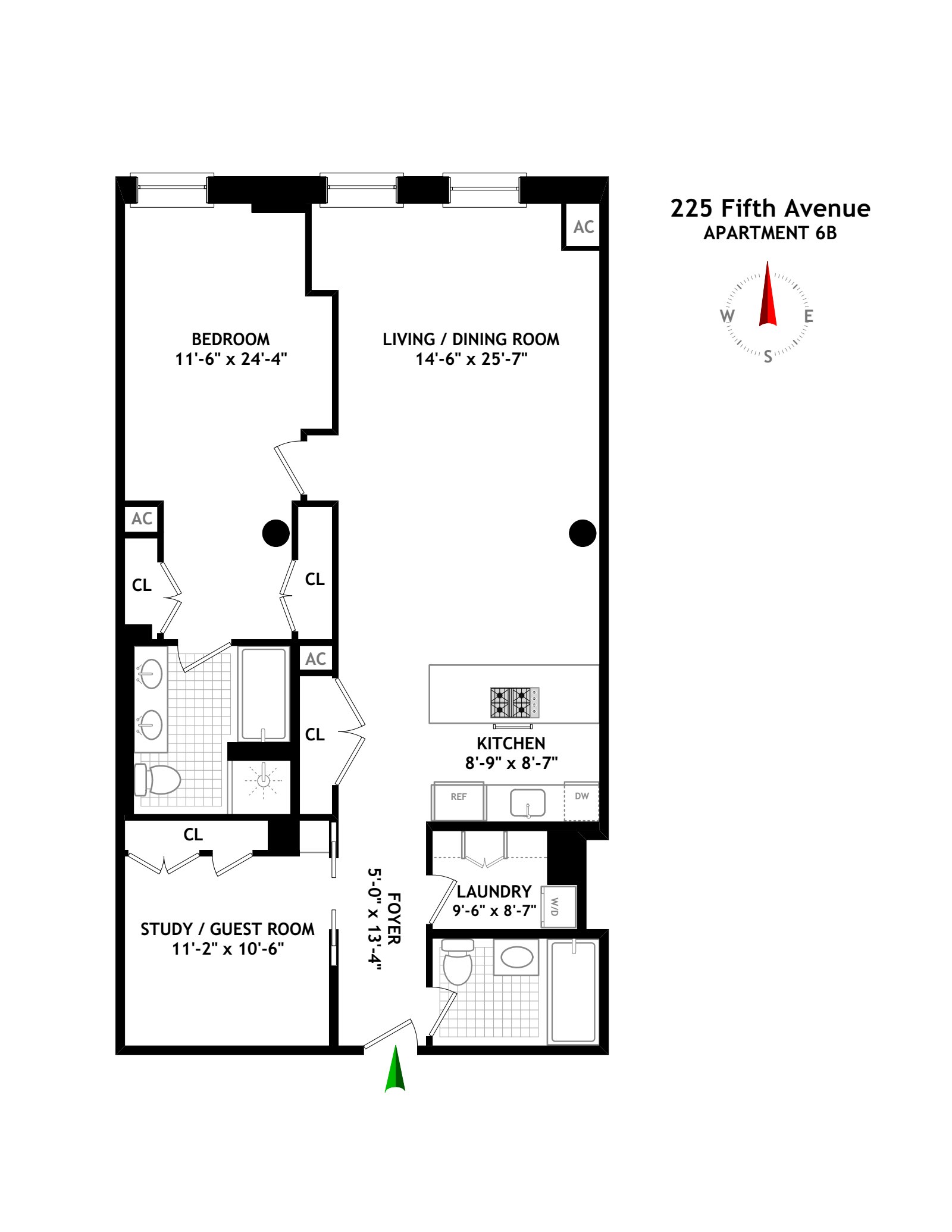 Floorplan for 225 Fifth Avenue, 6B