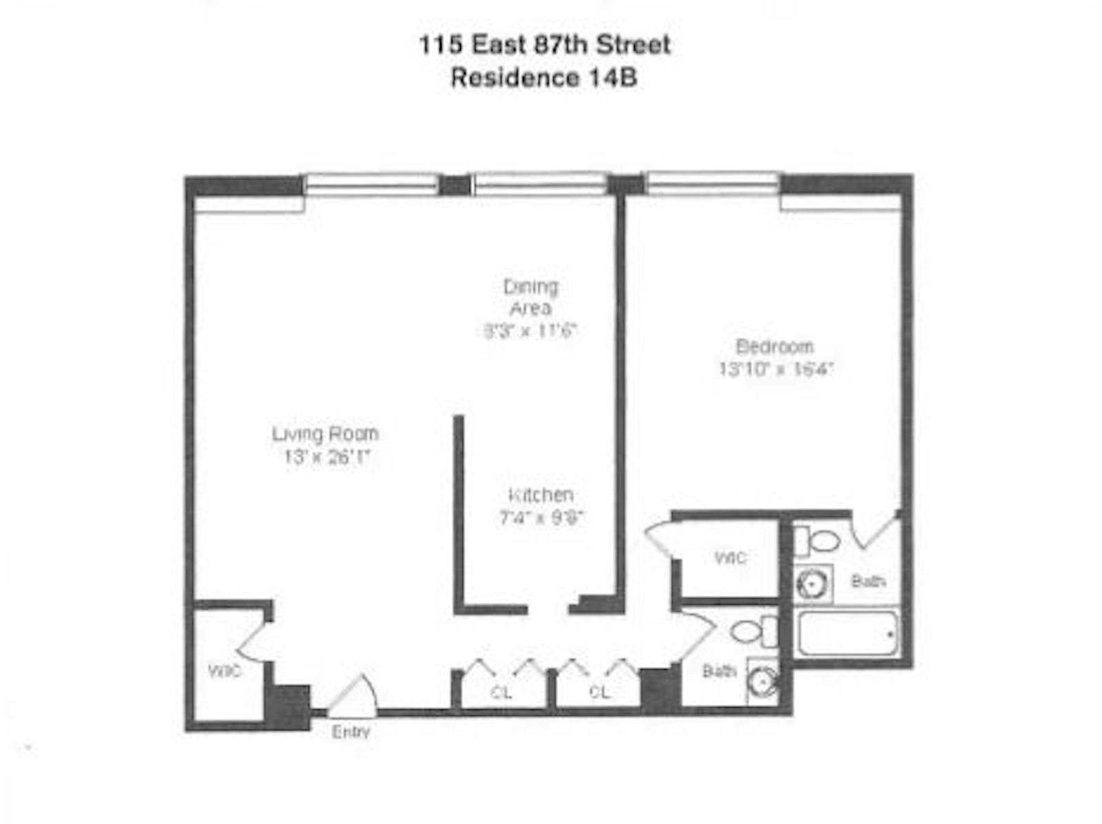 Floorplan for 115 East 87th Street, 14B