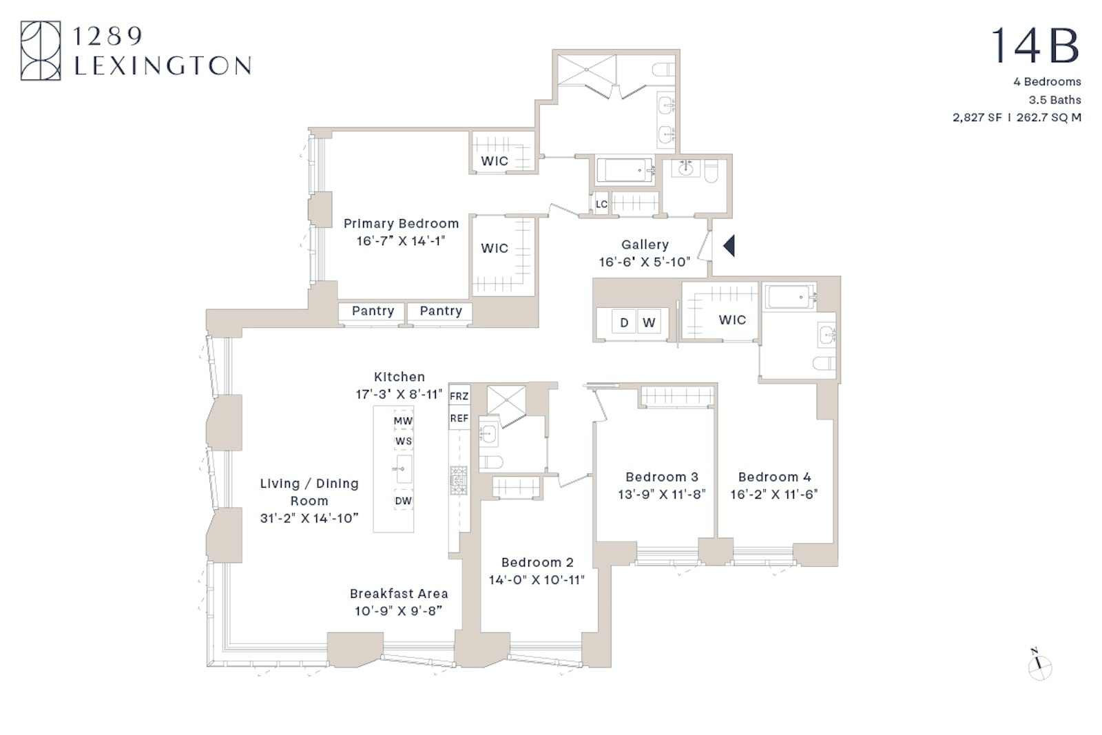 Floorplan for 1289 Lexington Avenue, 14B