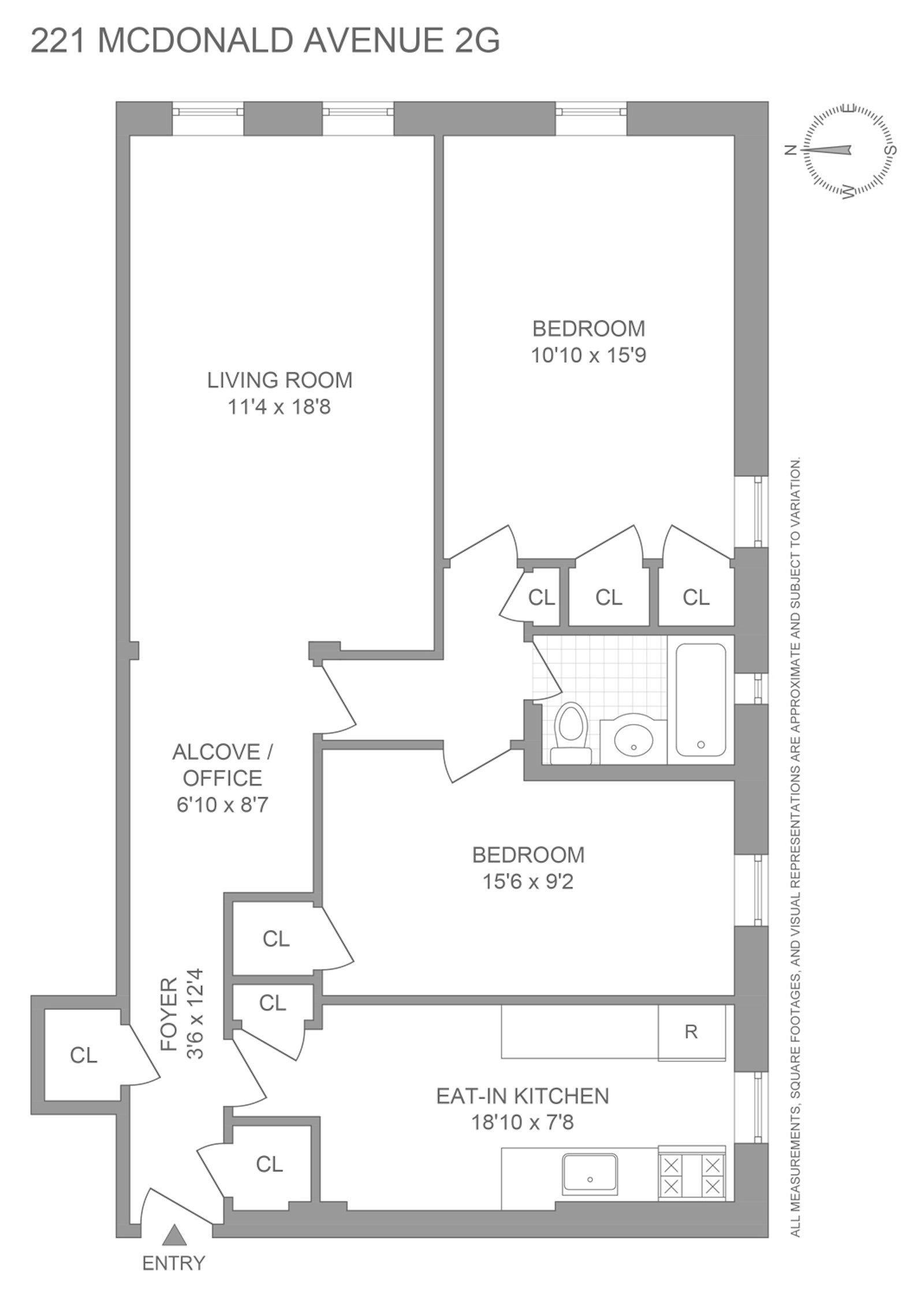 Floorplan for 221 Mcdonald Avenue, 2G