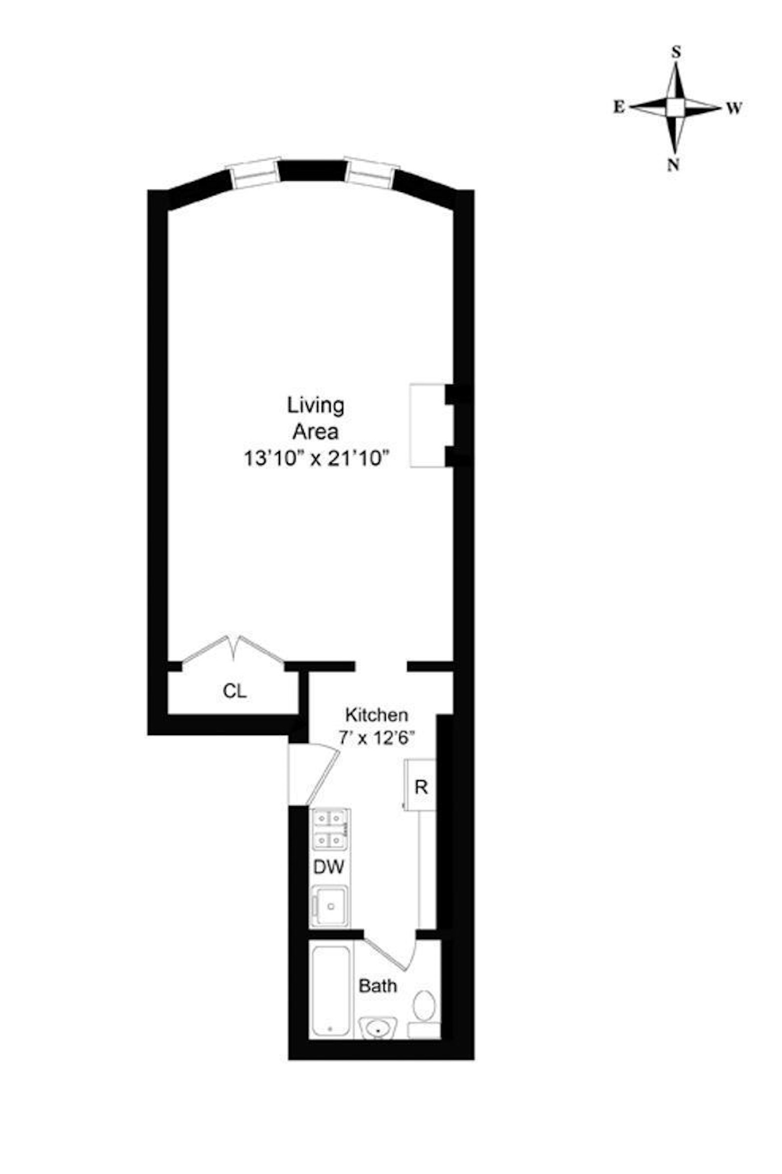 Floorplan for 219 West 70th Street, 3F