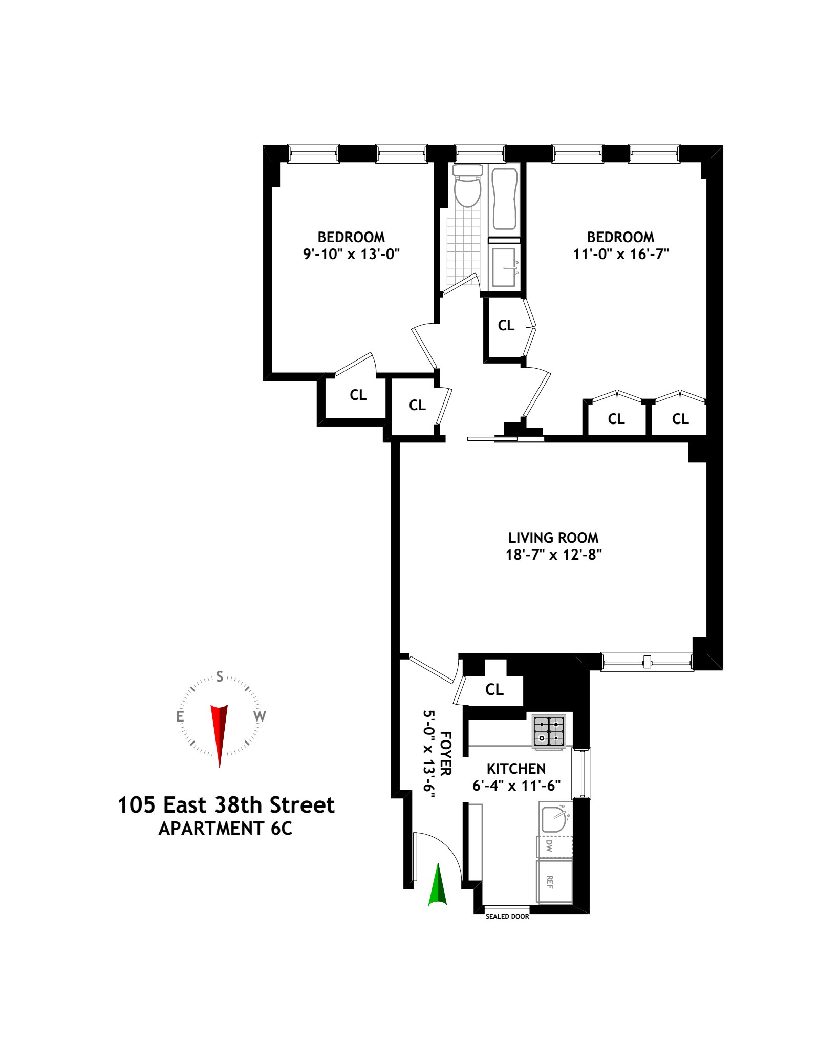 Floorplan for 105 East 38th Street, 6C