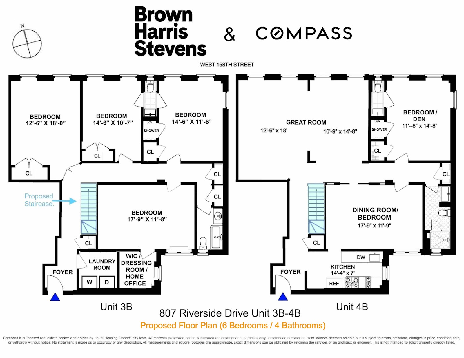 Floorplan for 807 Riverside Drive, 3B/4B