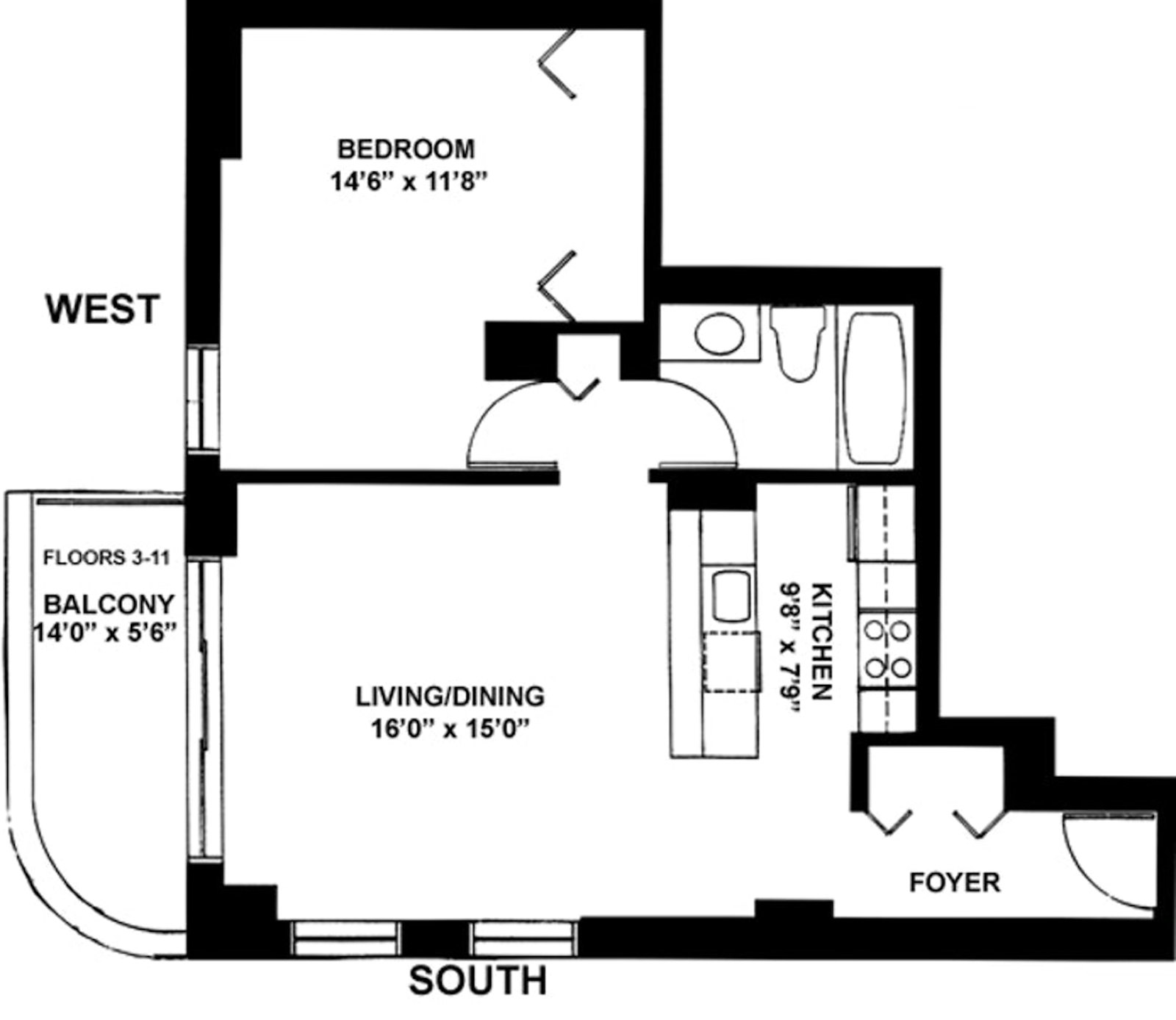 Floorplan for 140 Charles Street, 6E