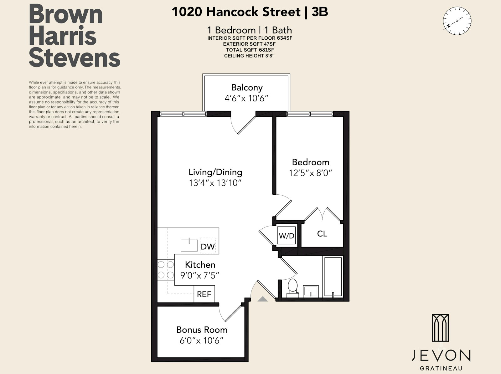 Floorplan for 1020 Hancock Street, 3B