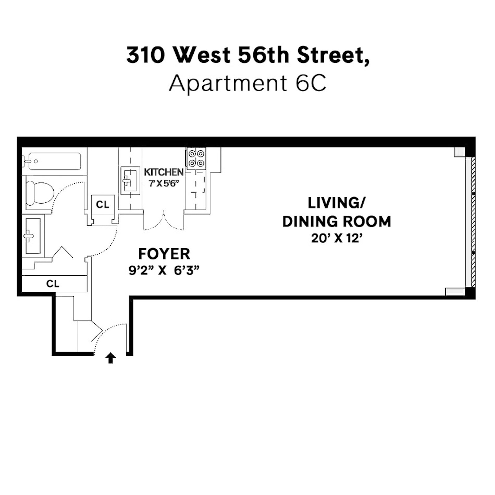 Floorplan for 310 West 56th Street, 6C