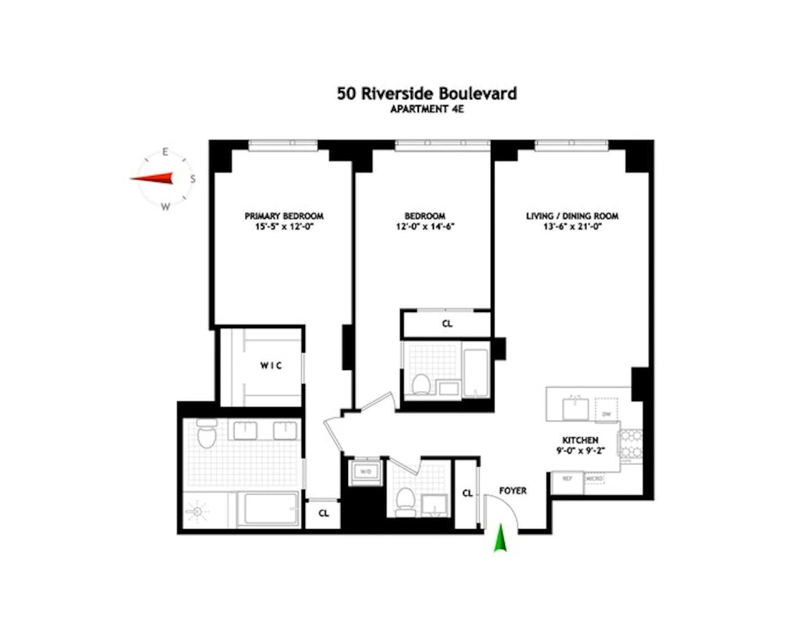 Floorplan for 50 Riverside Boulevard, 4E