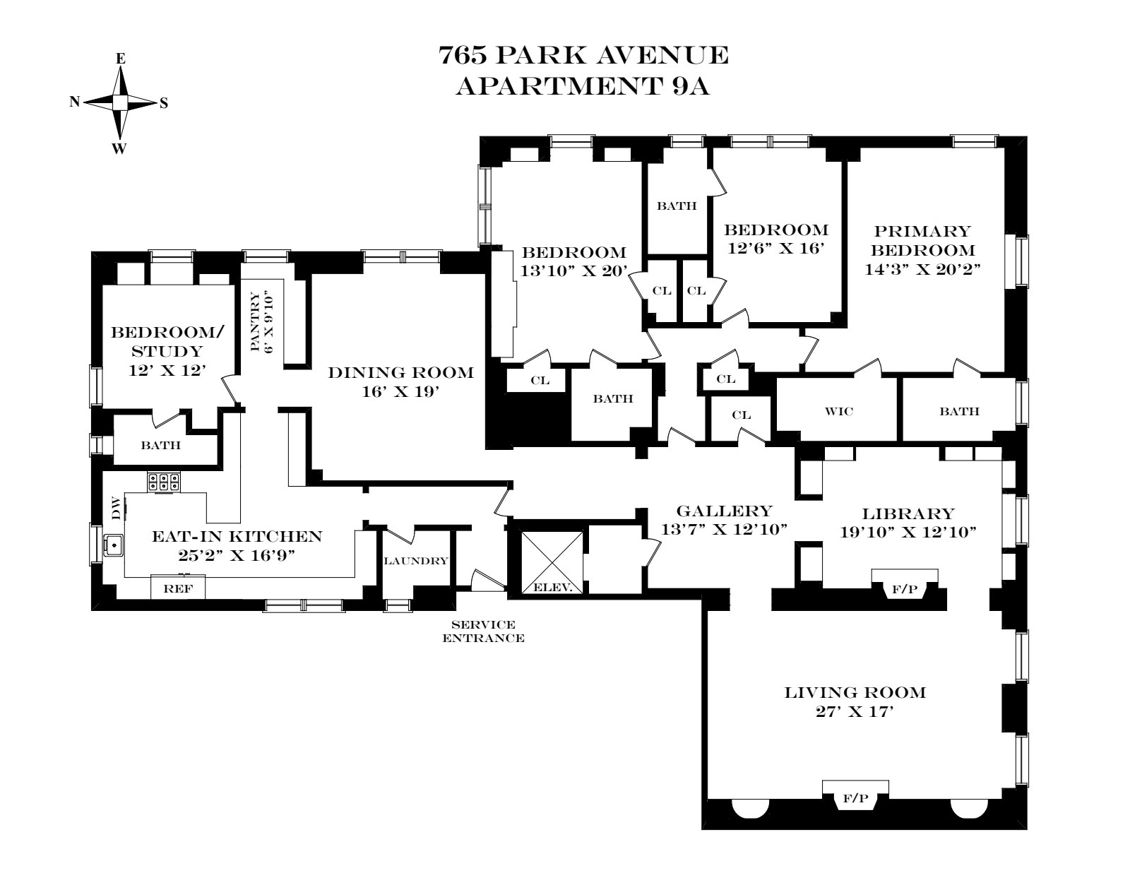 Floorplan for 765 Park Avenue, 9A