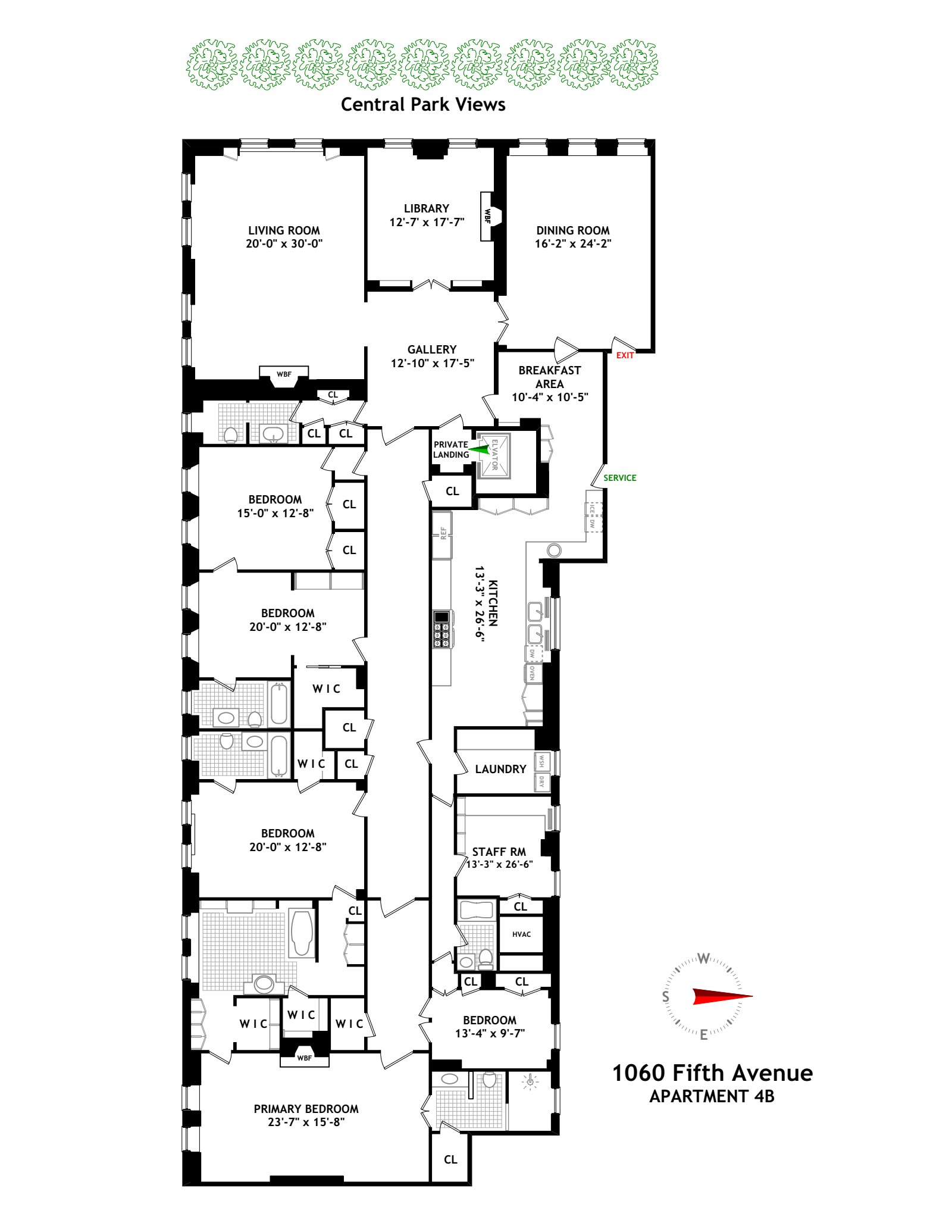 Floorplan for 1060 Fifth Avenue, 4B