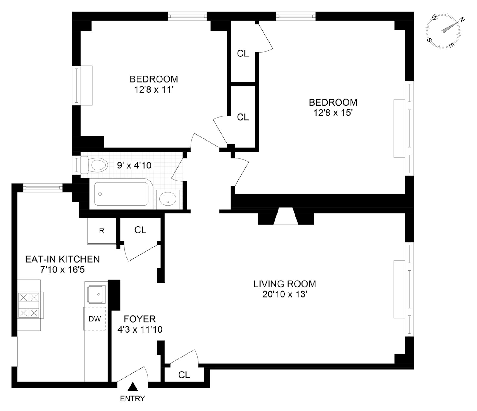 Floorplan for 440 West 34th Street, 7C