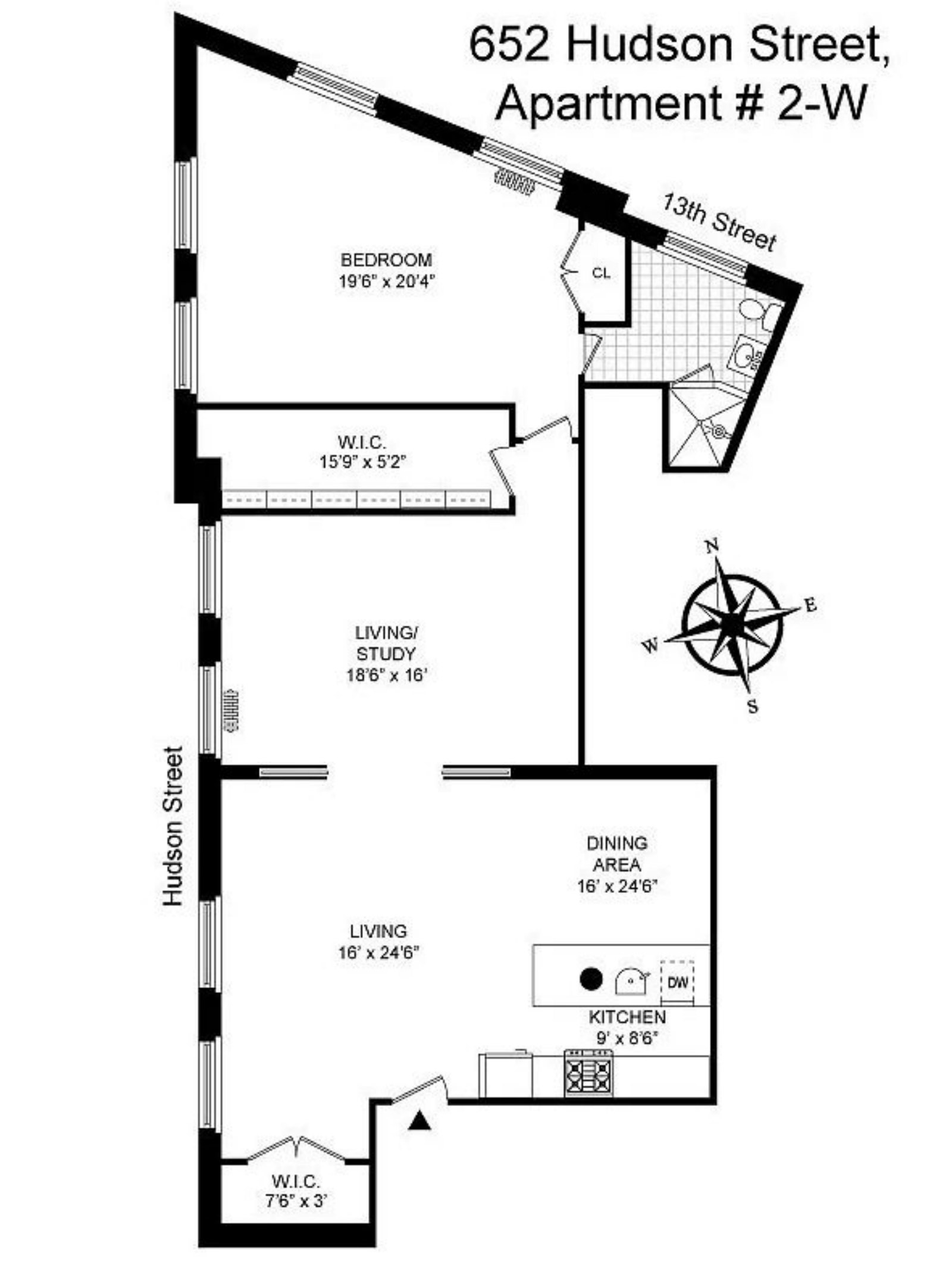 Floorplan for 652 Hudson Street, 2W