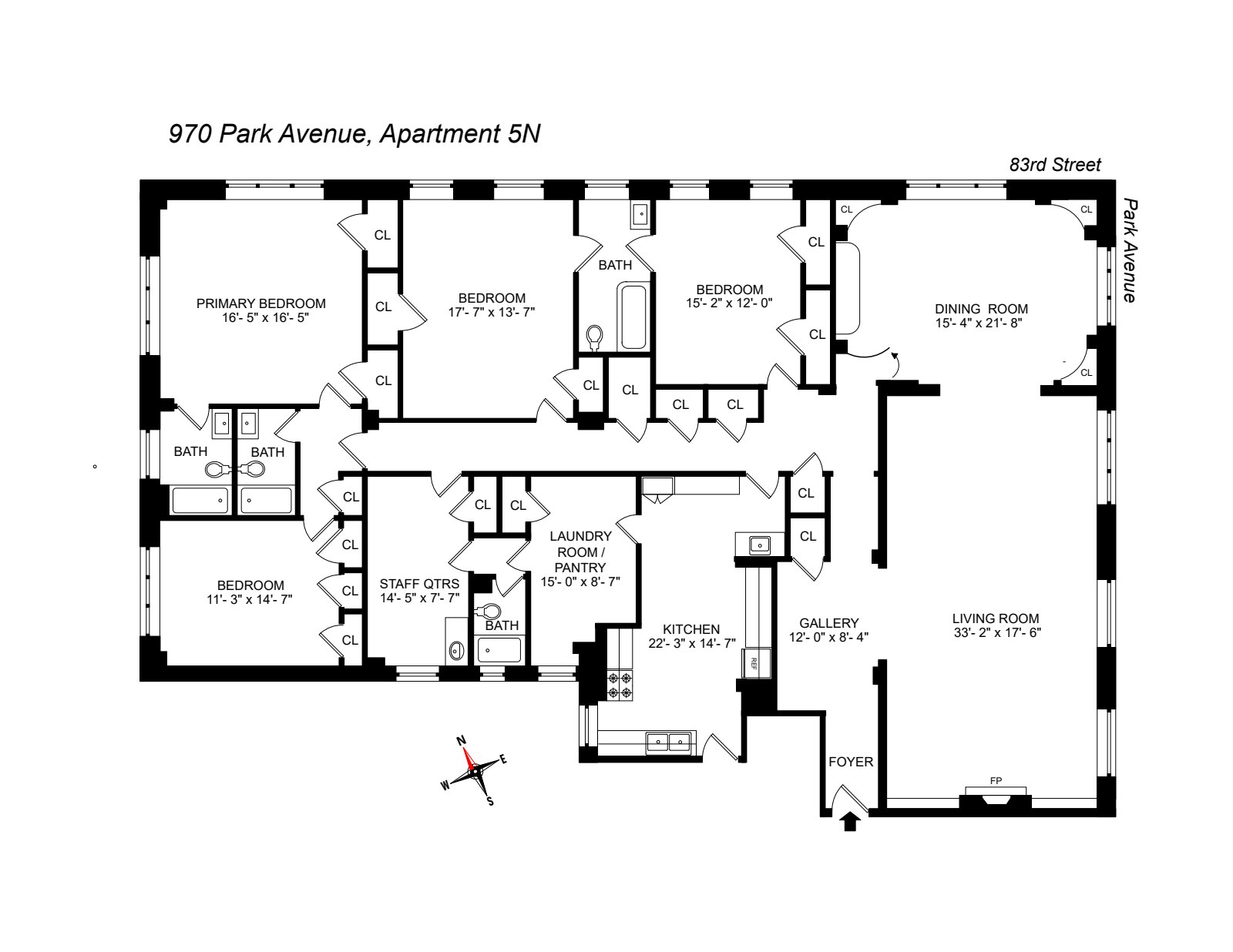 Floorplan for 970 Park Avenue, 5N