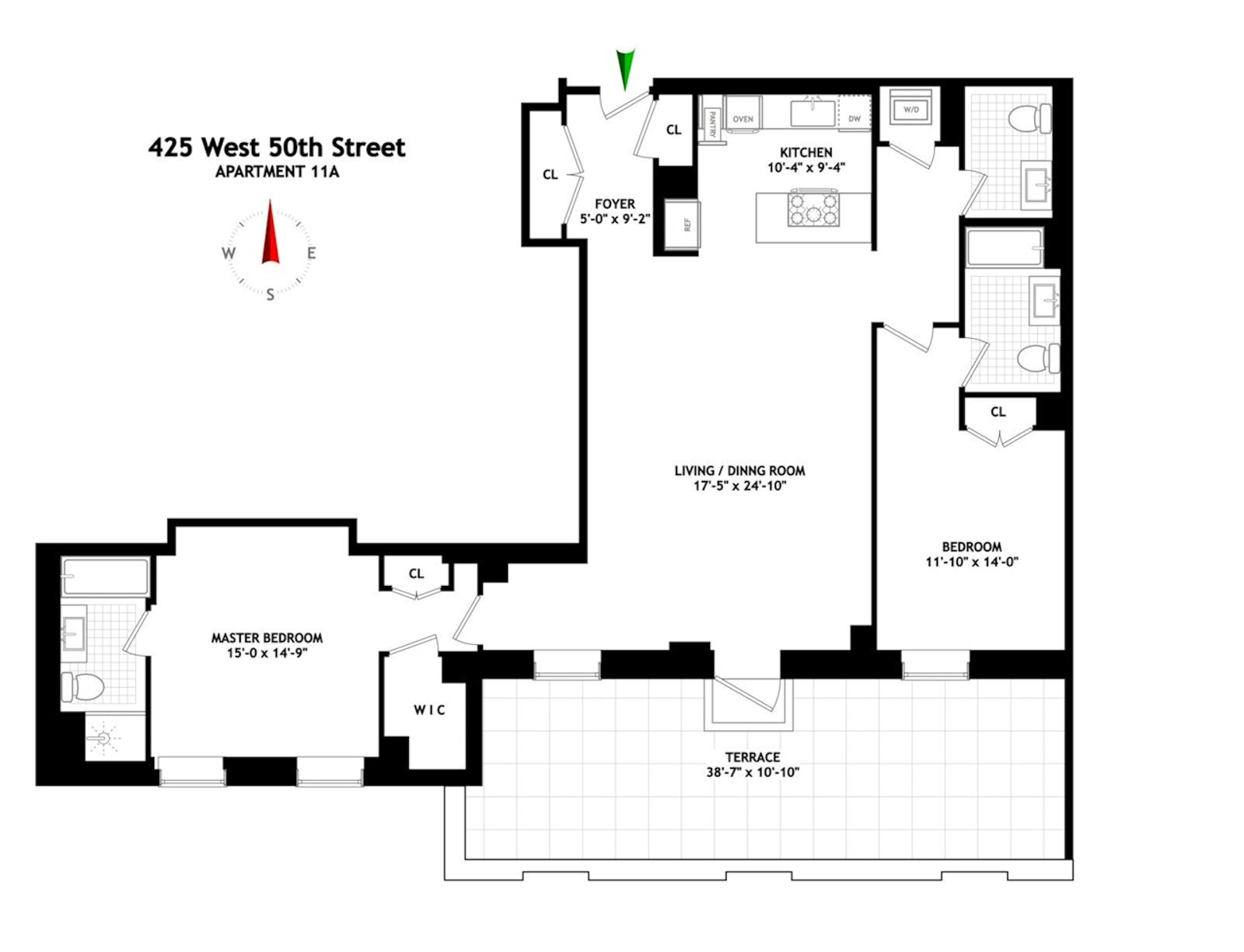 Floorplan for 425 West 50th Street, 11A