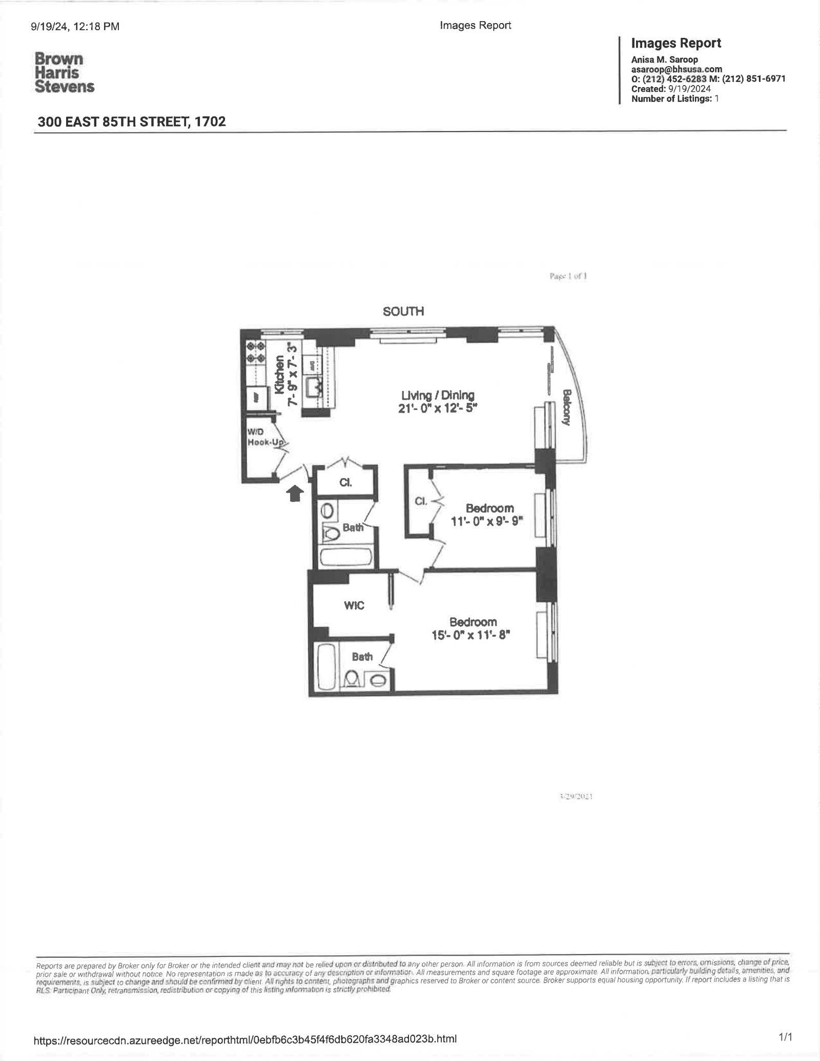 Floorplan for 300 East 85th Street, 1702