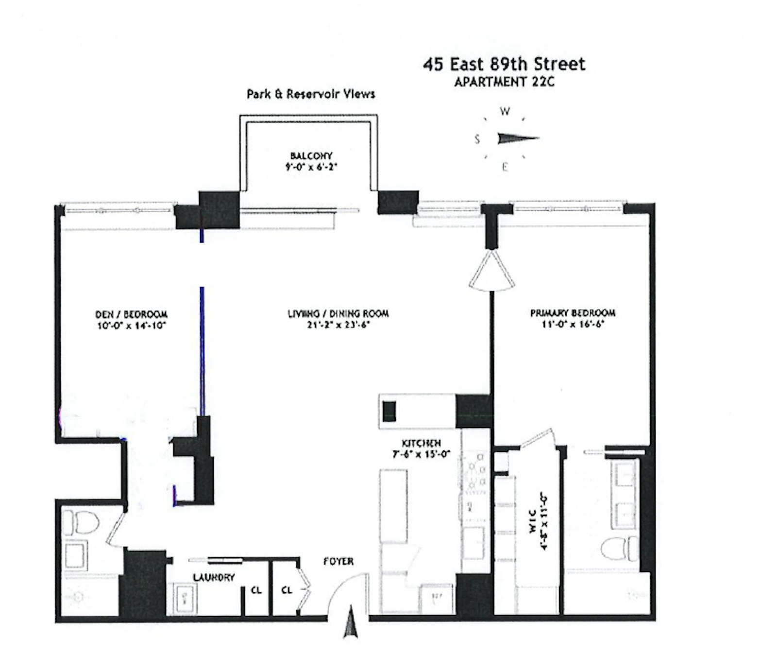 Floorplan for 45 East 89th Street, 22C