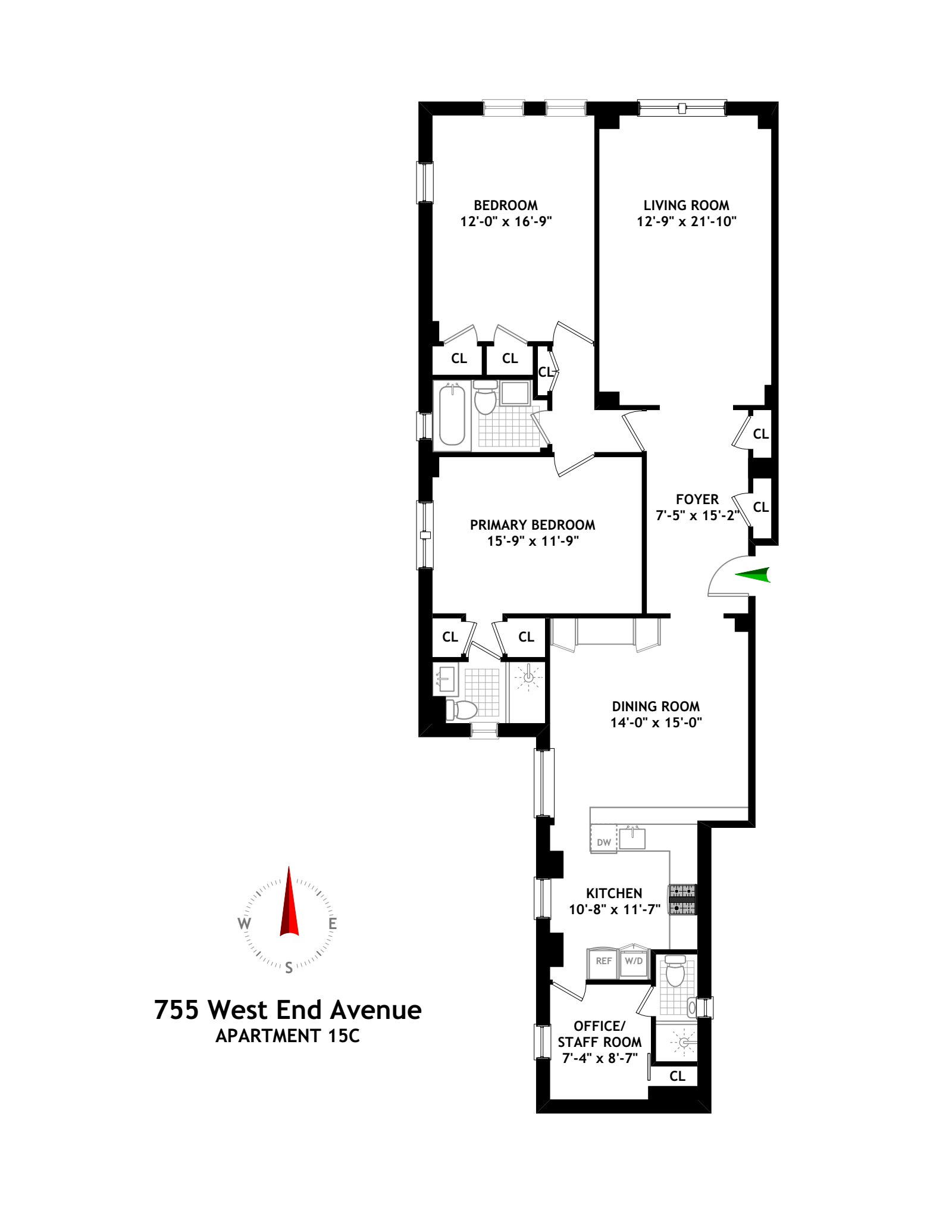 Floorplan for 755 West End Avenue, 15C