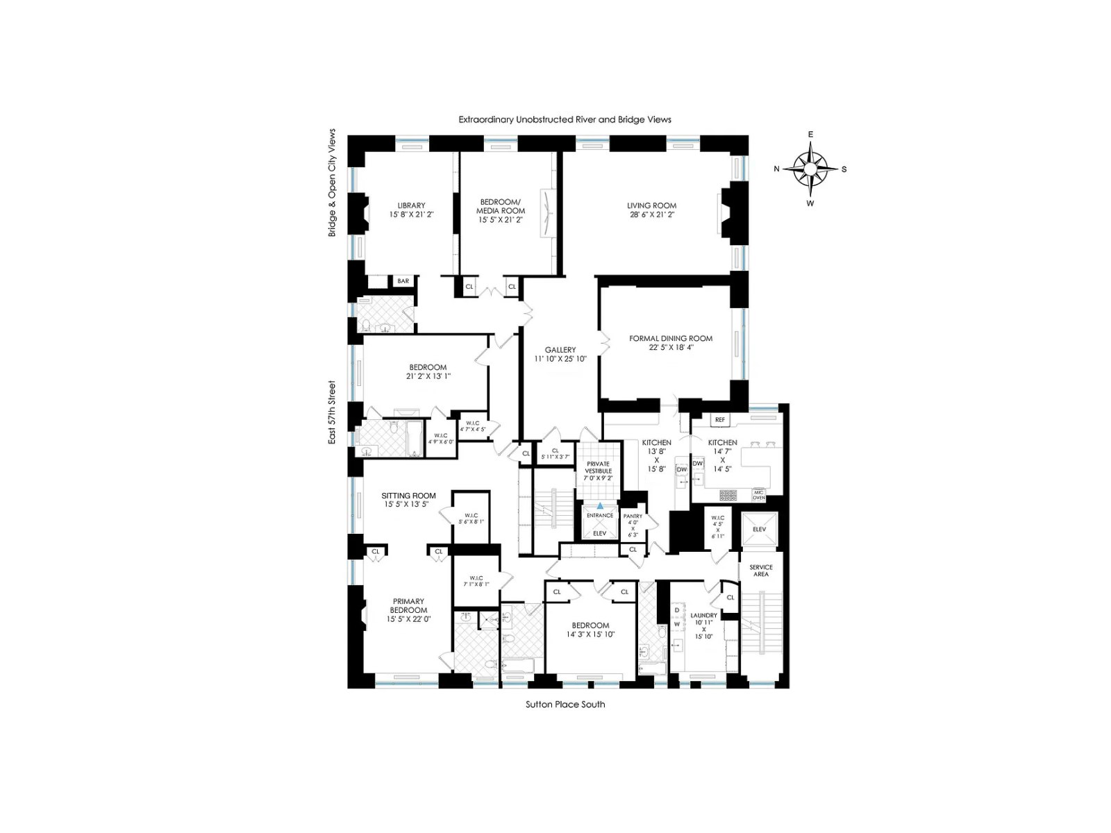 Floorplan for 1 Sutton Place South, 11C