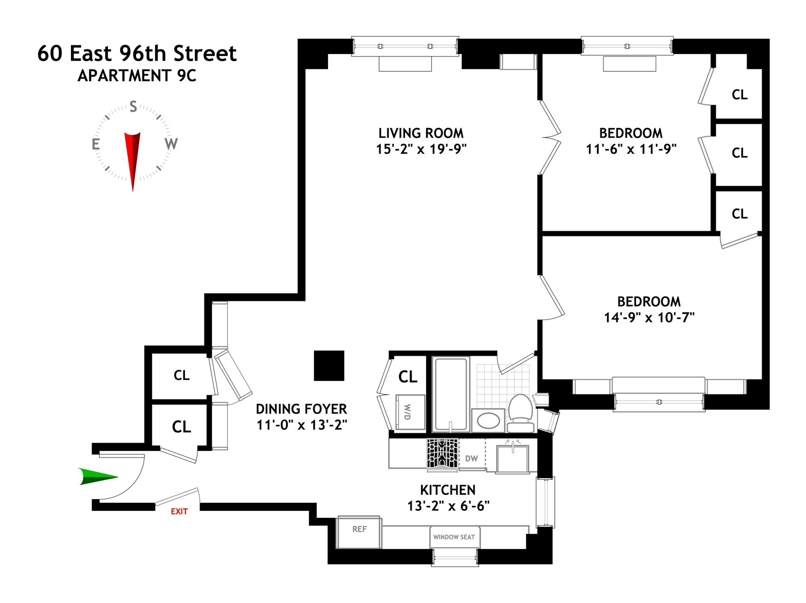 Floorplan for 60 East 96th Street, 9C