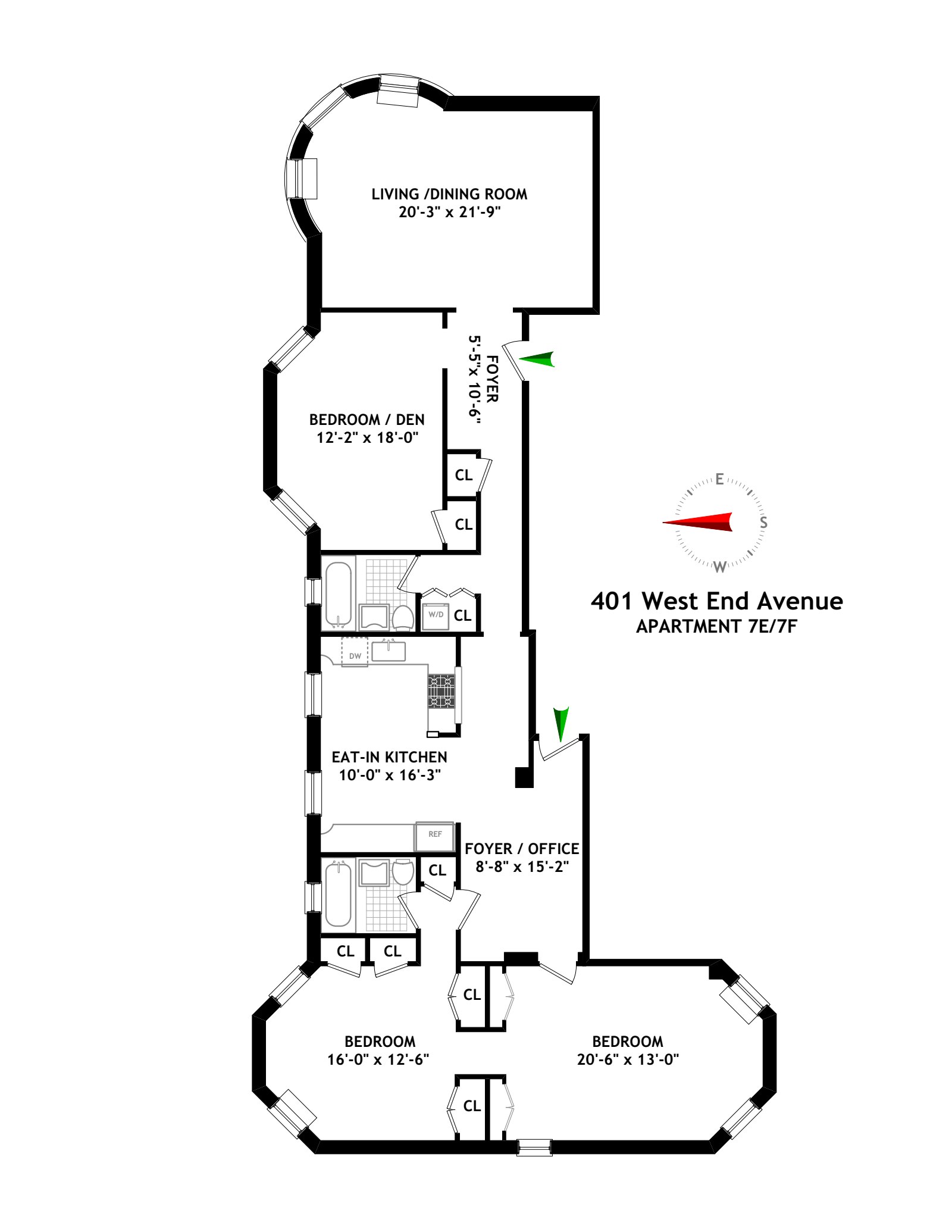 Floorplan for 401 West End Avenue, 7E/7F