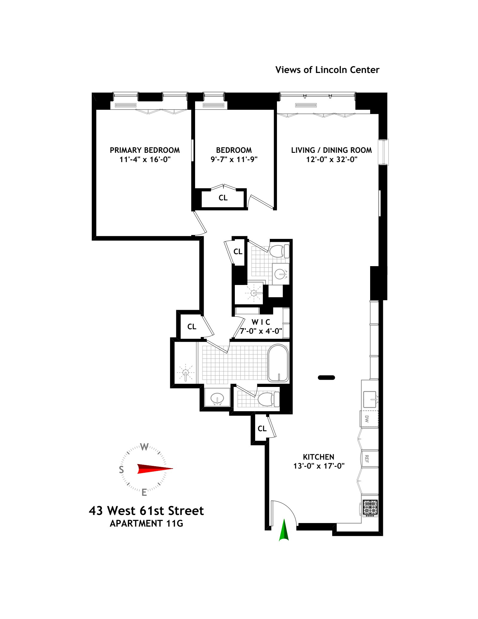 Floorplan for 43 West 61st Street, 11G