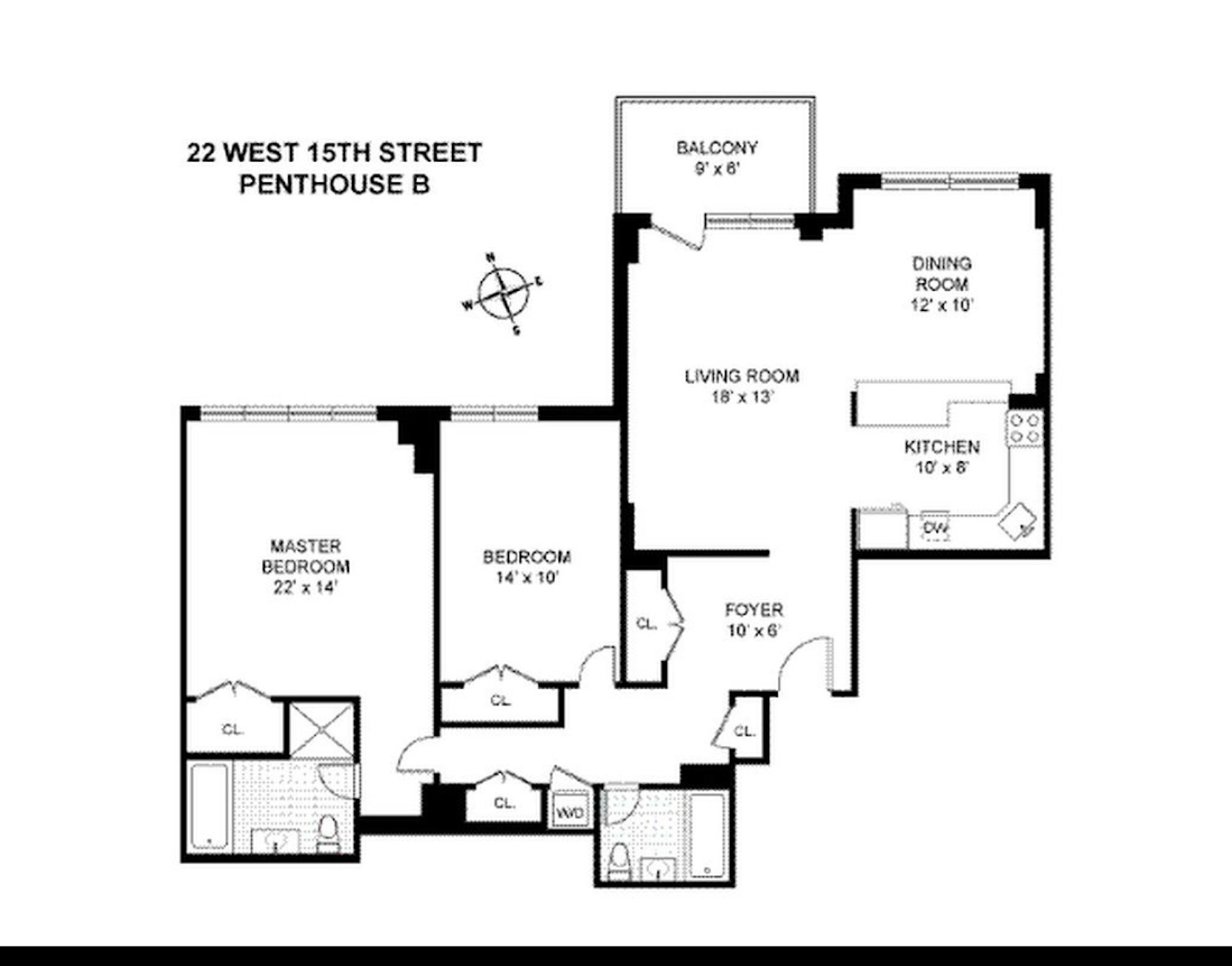 Floorplan for 22 West 15th Street, PHB