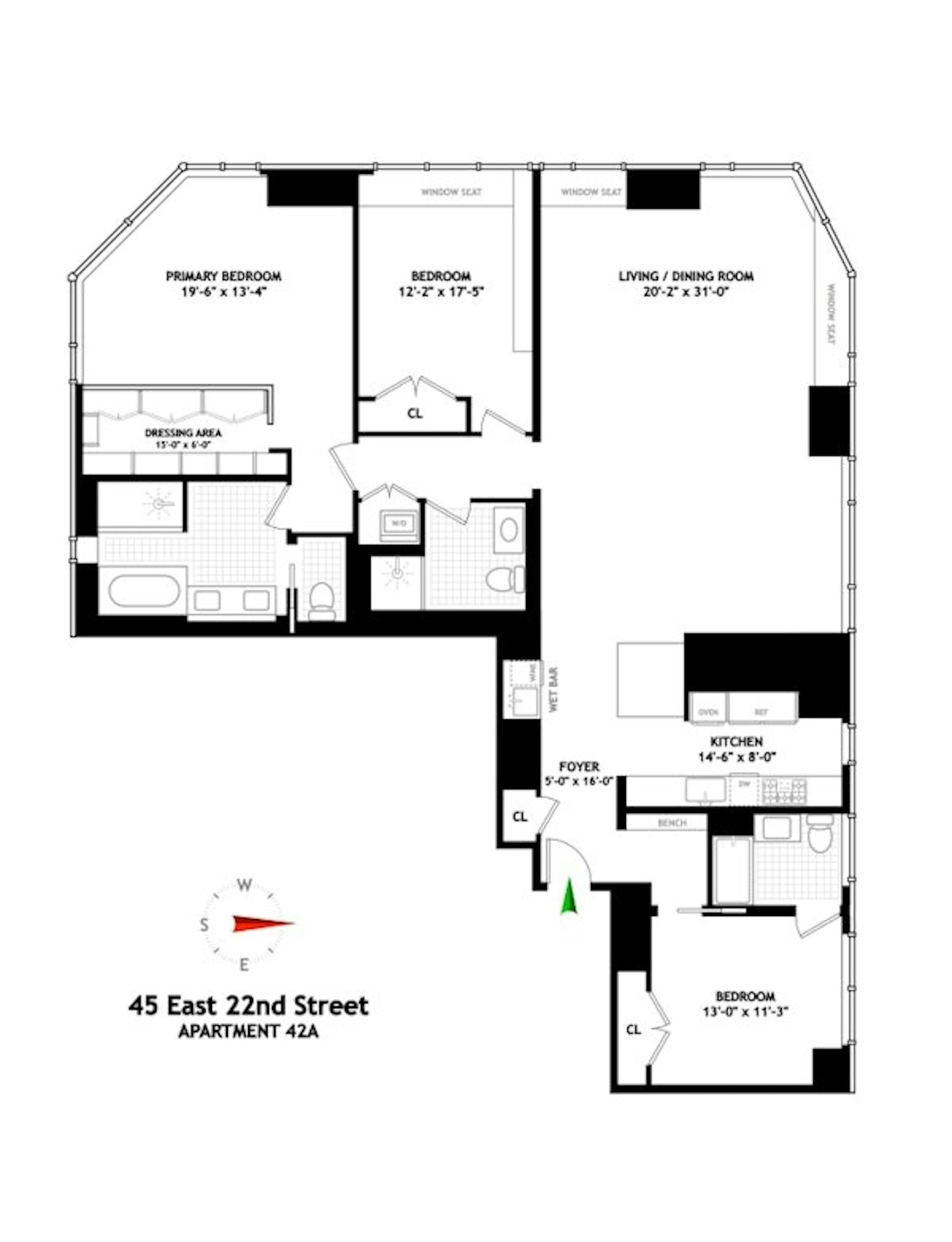 Floorplan for 45 East 22nd Street, 42A