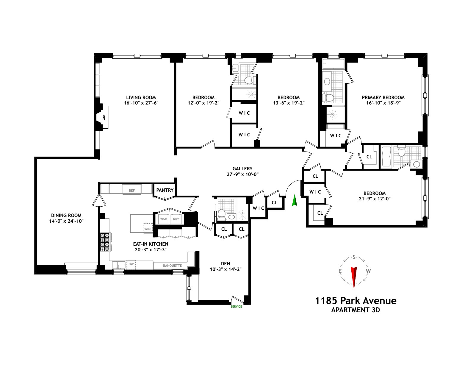 Floorplan for 1185 Park Avenue, 3D