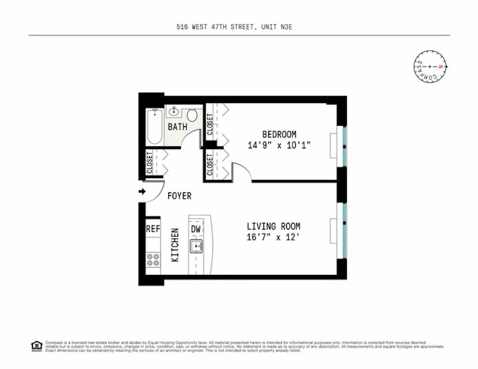 Floorplan for 516 West 47th Street, N3E