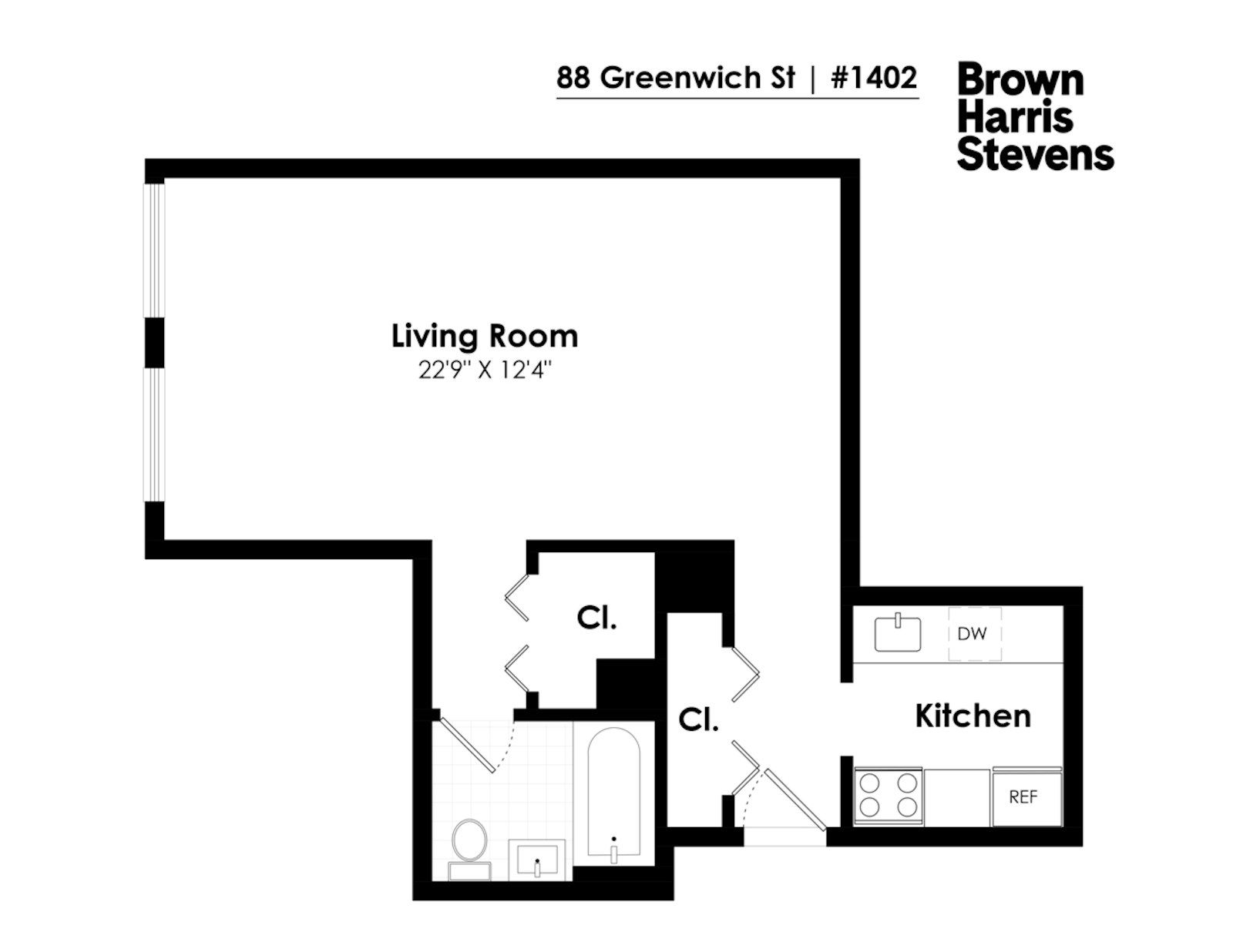 Floorplan for 88 Greenwich Street, 1402