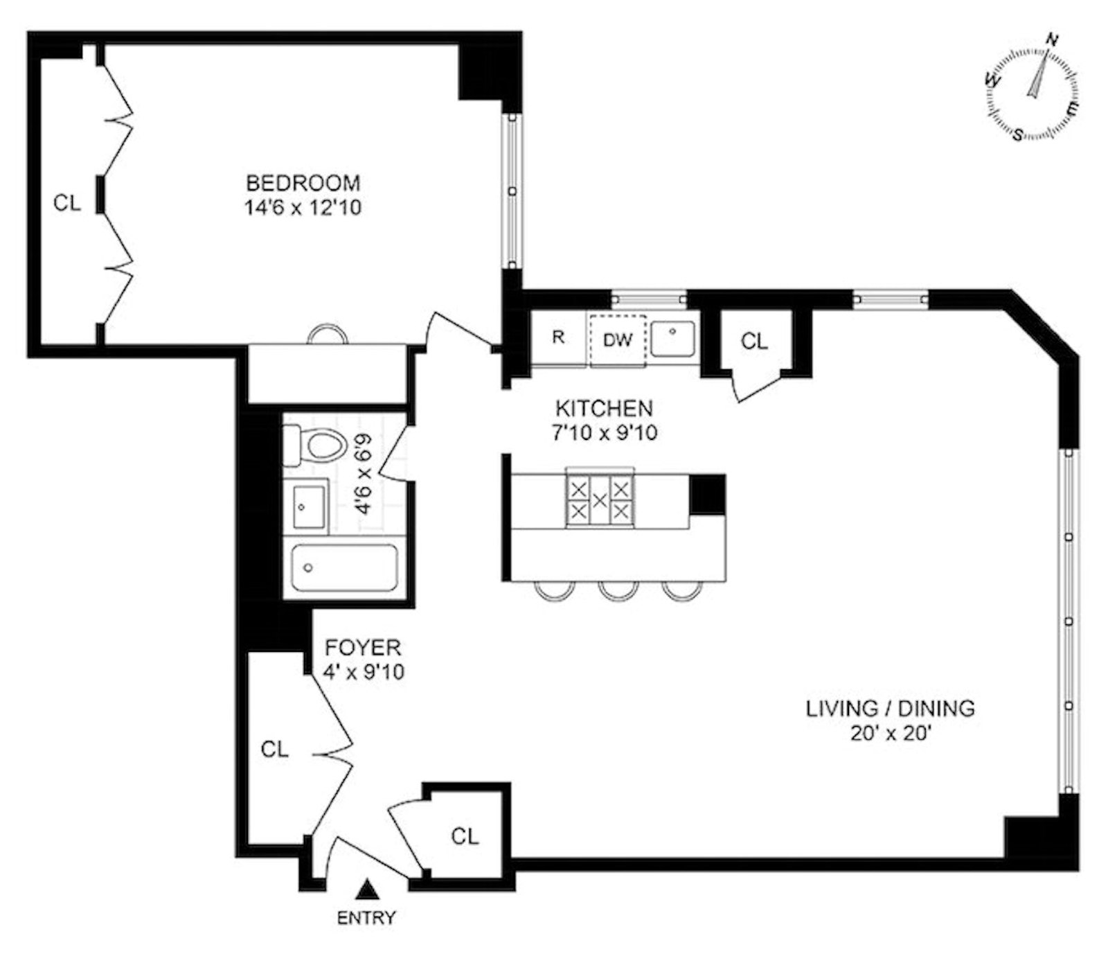 Floorplan for 15 Charles Street, 9D