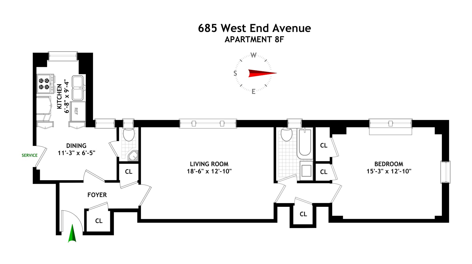 Floorplan for 685 West End Avenue, 8F