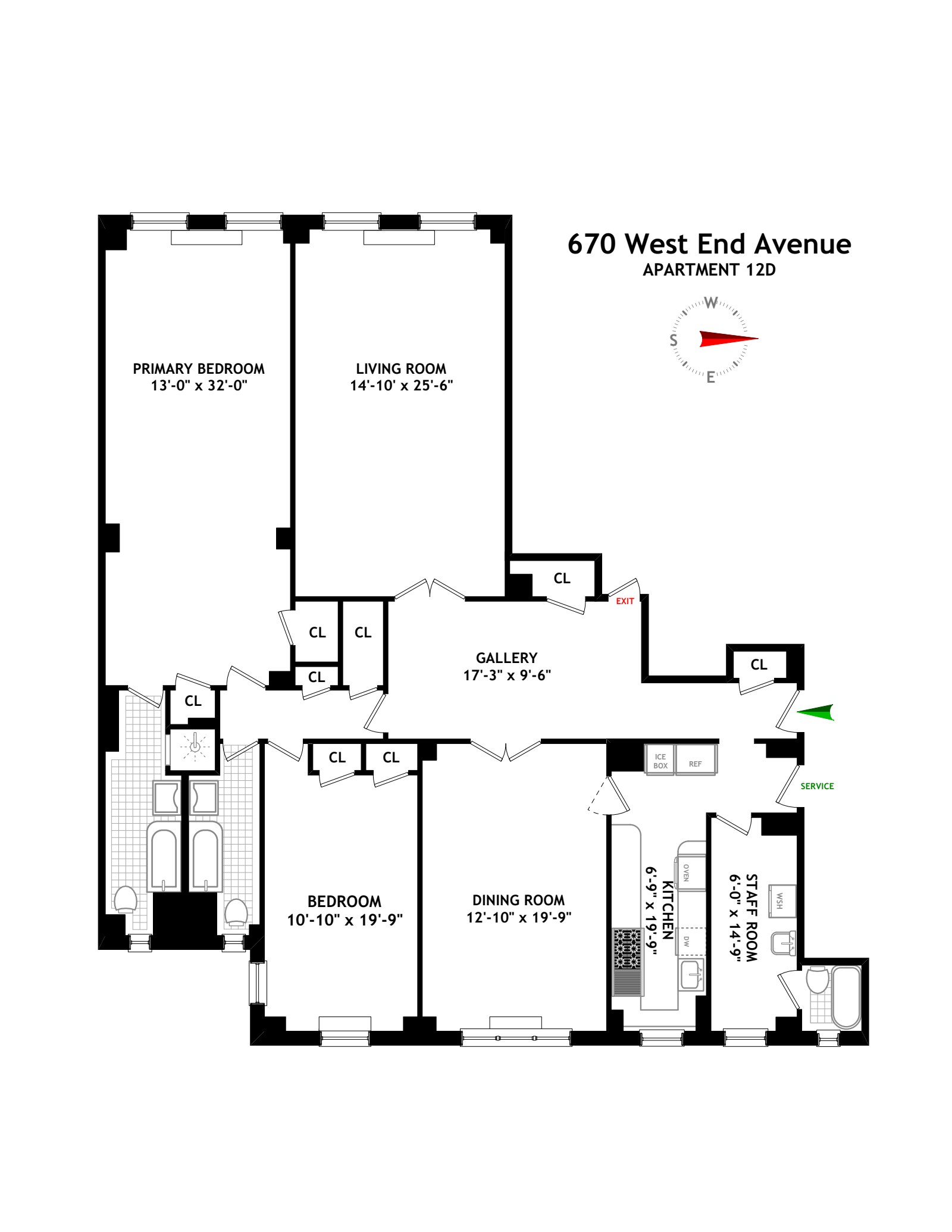 Floorplan for 670 West End Avenue, 12D