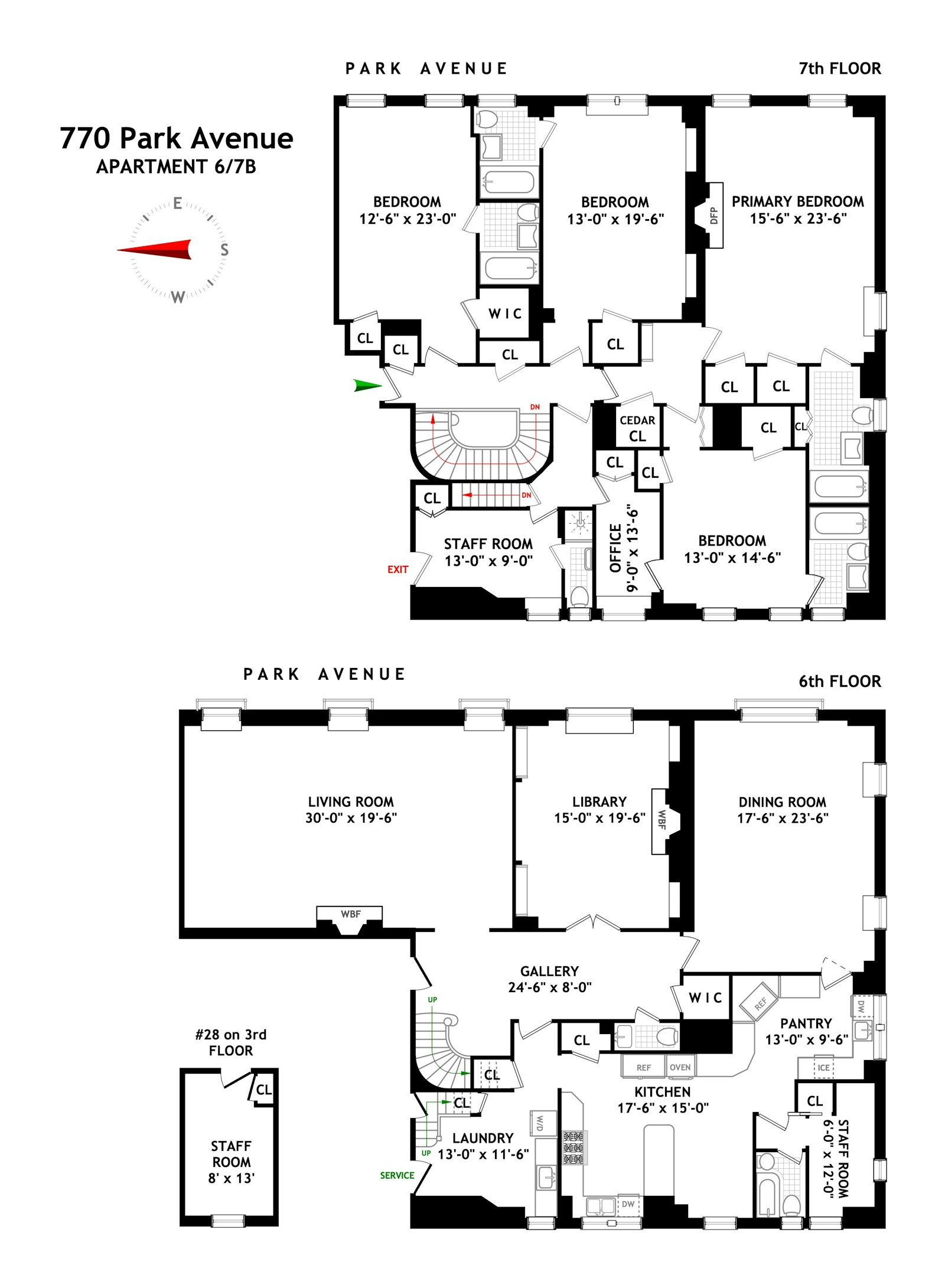 Floorplan for 770 Park Avenue, 6/7B