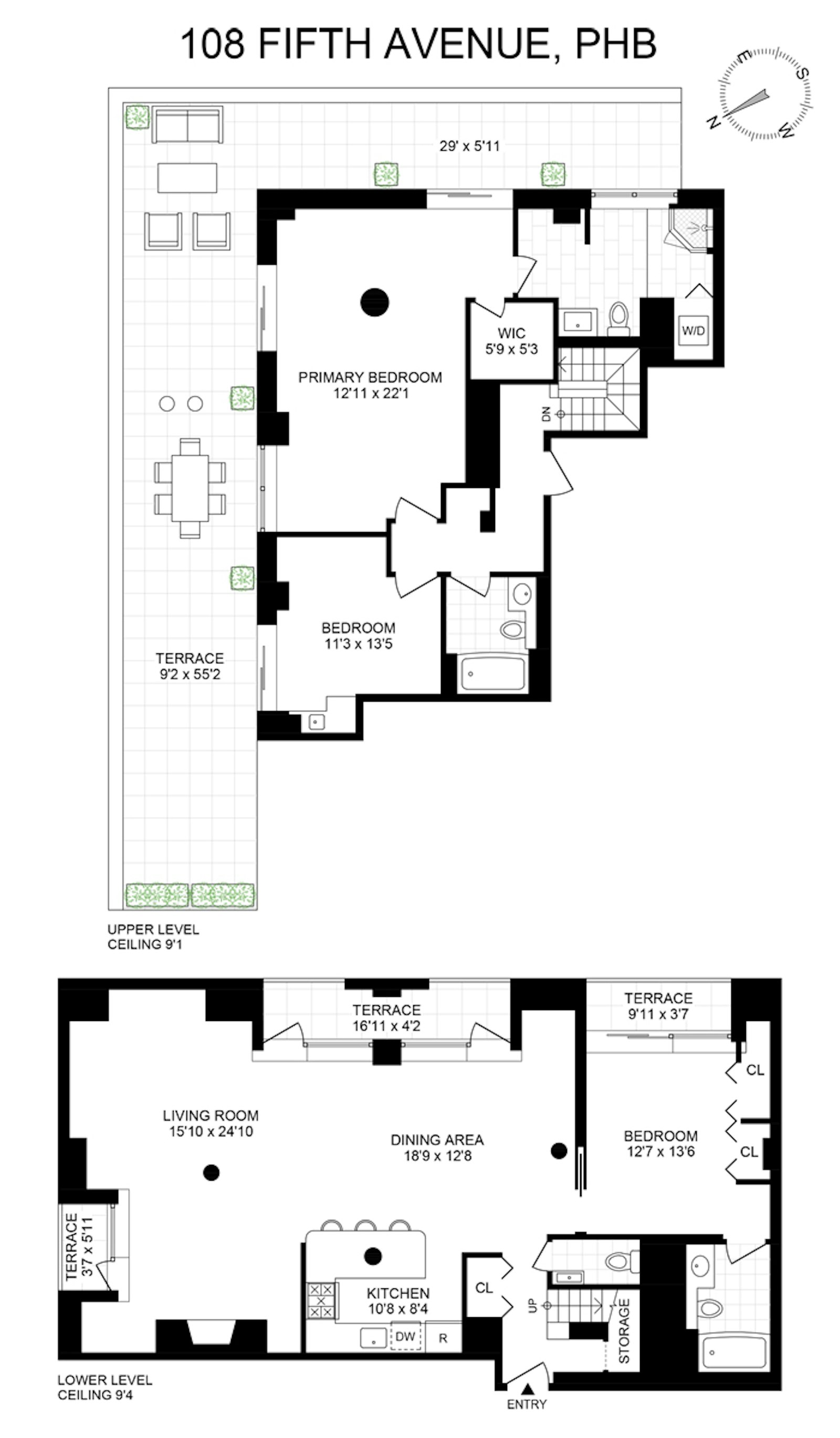 Floorplan for 108 Fifth Avenue, PENTHOUSEB