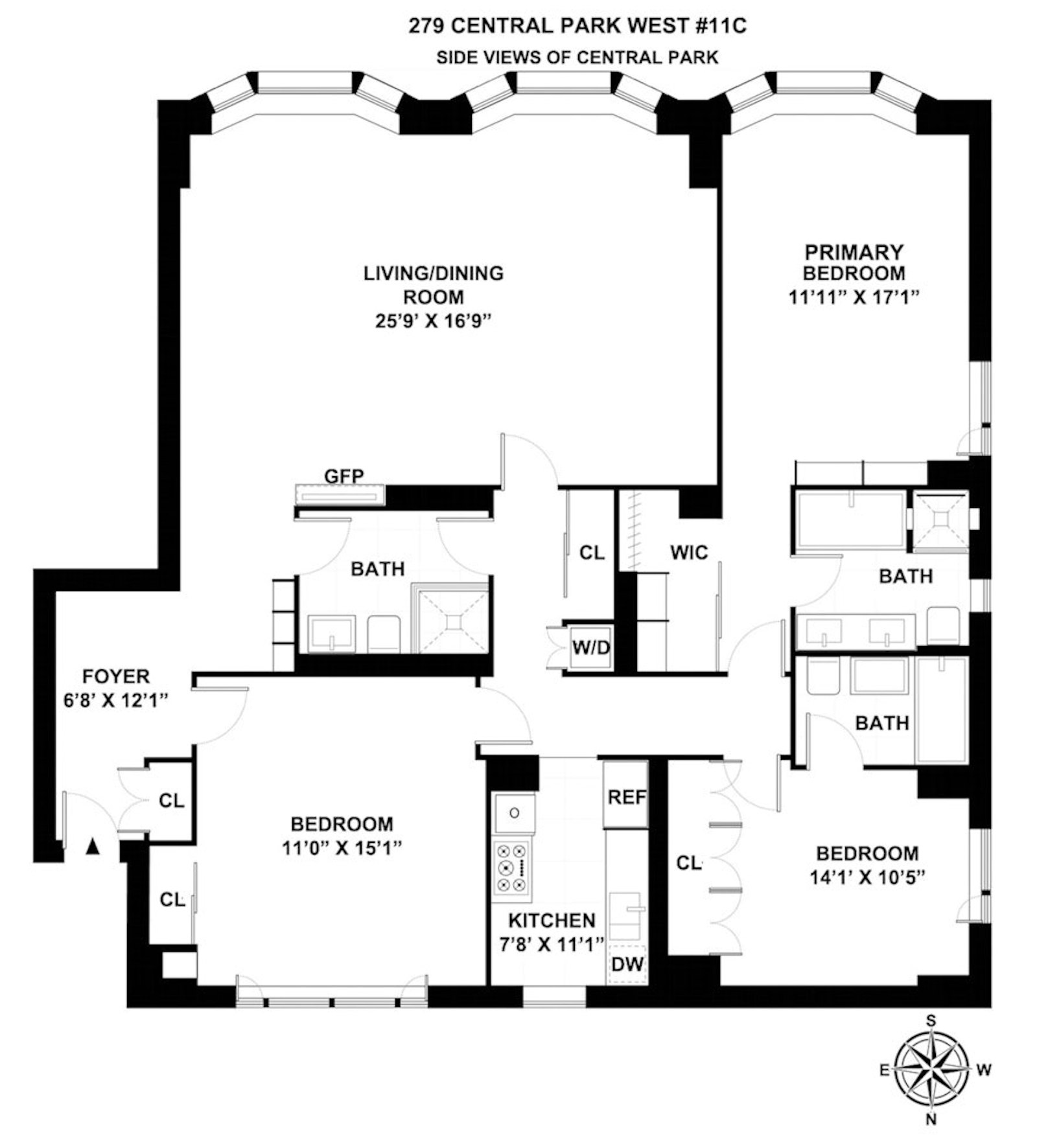 Floorplan for 279 Central Park West, 11C