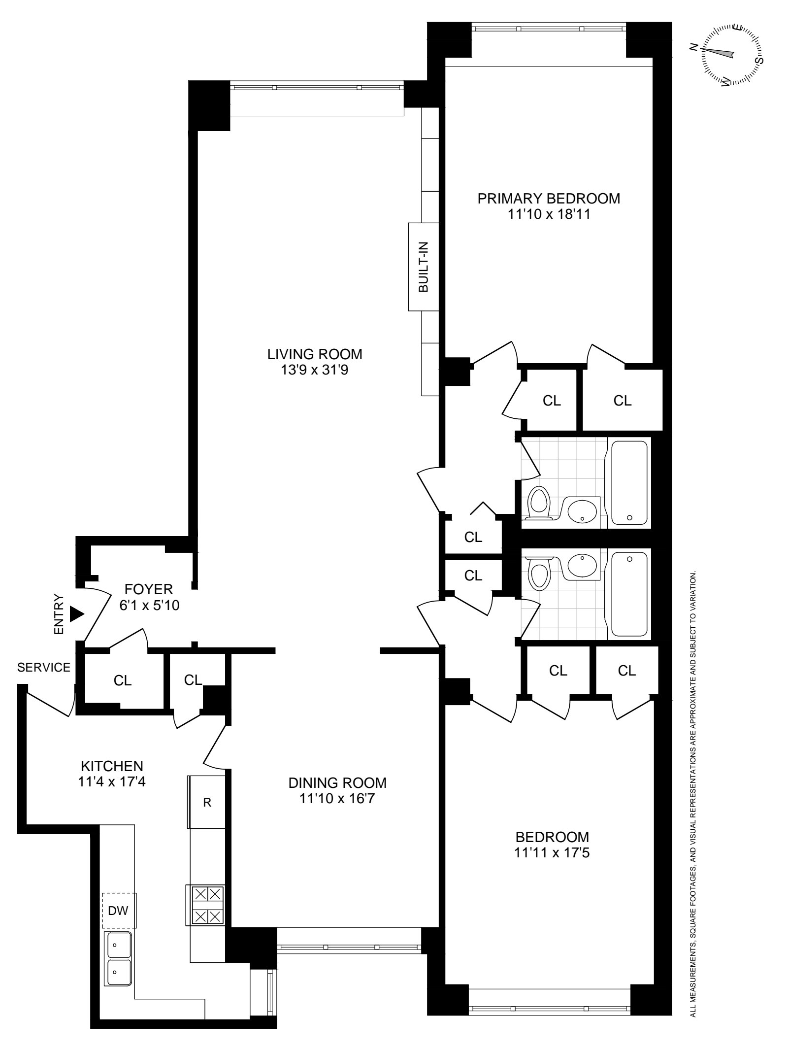 Floorplan for 25 Sutton Place South, 2J