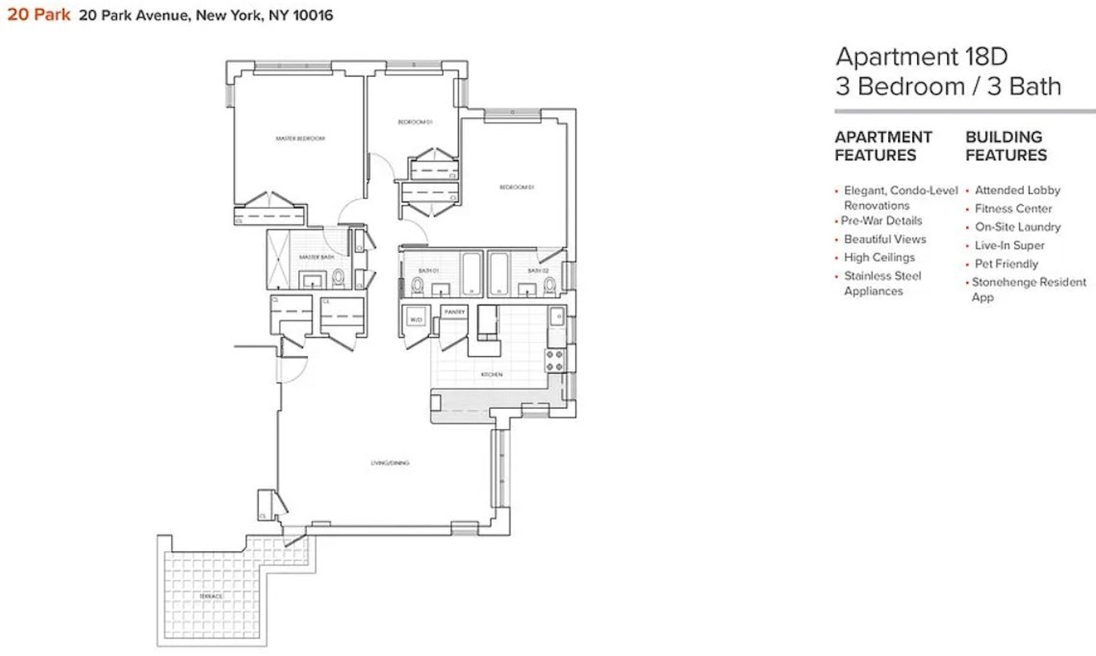 Floorplan for 20 Park Avenue, 18D