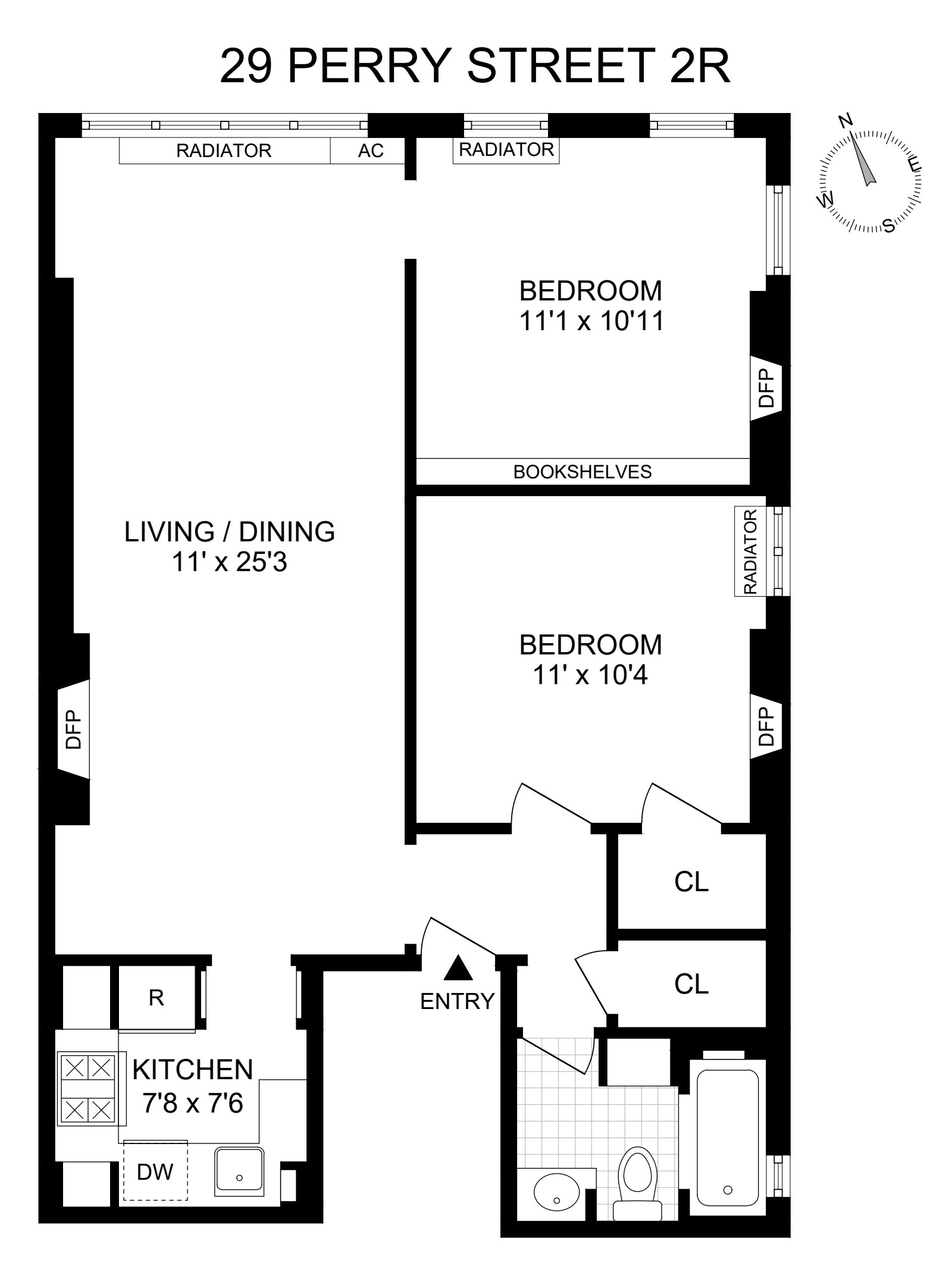 Floorplan for 29 Perry Street, 2R