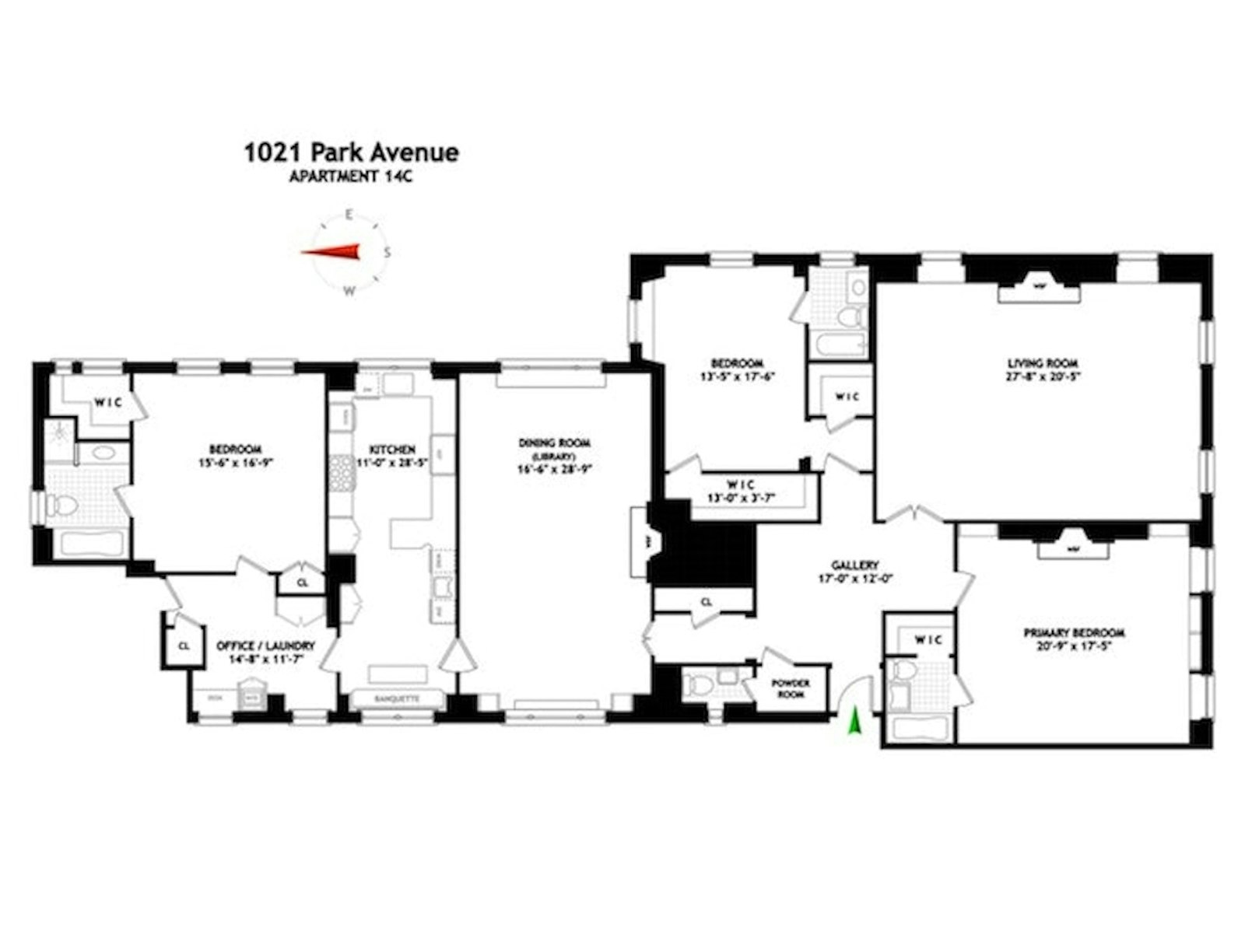 Floorplan for 1021 Park Avenue, 14C