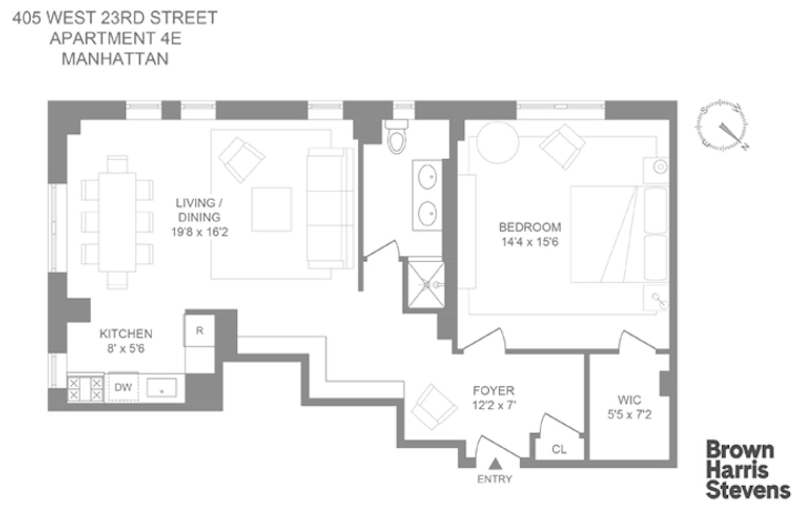 Floorplan for 405 West 23rd Street, 4E