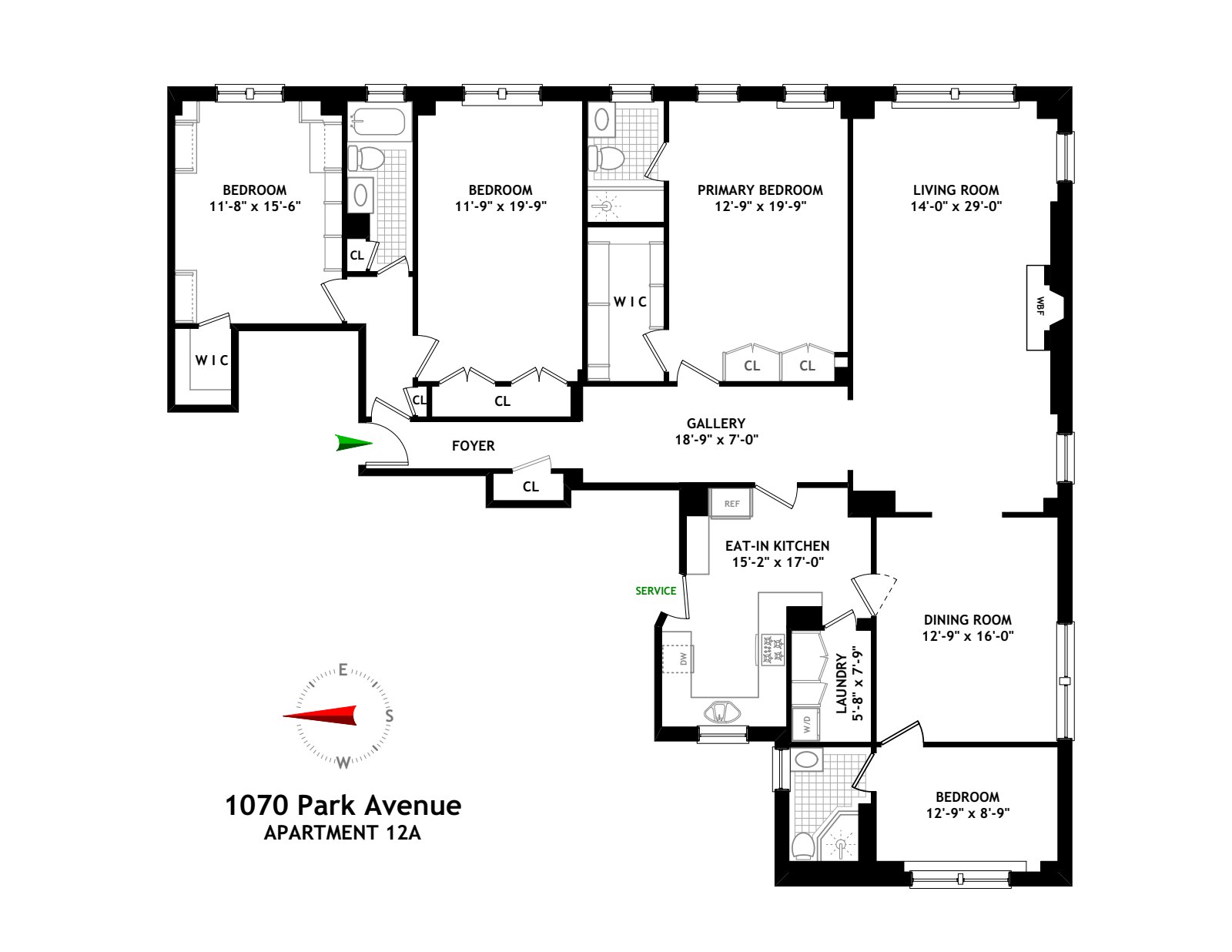 Floorplan for 1070 Park Avenue, 12A