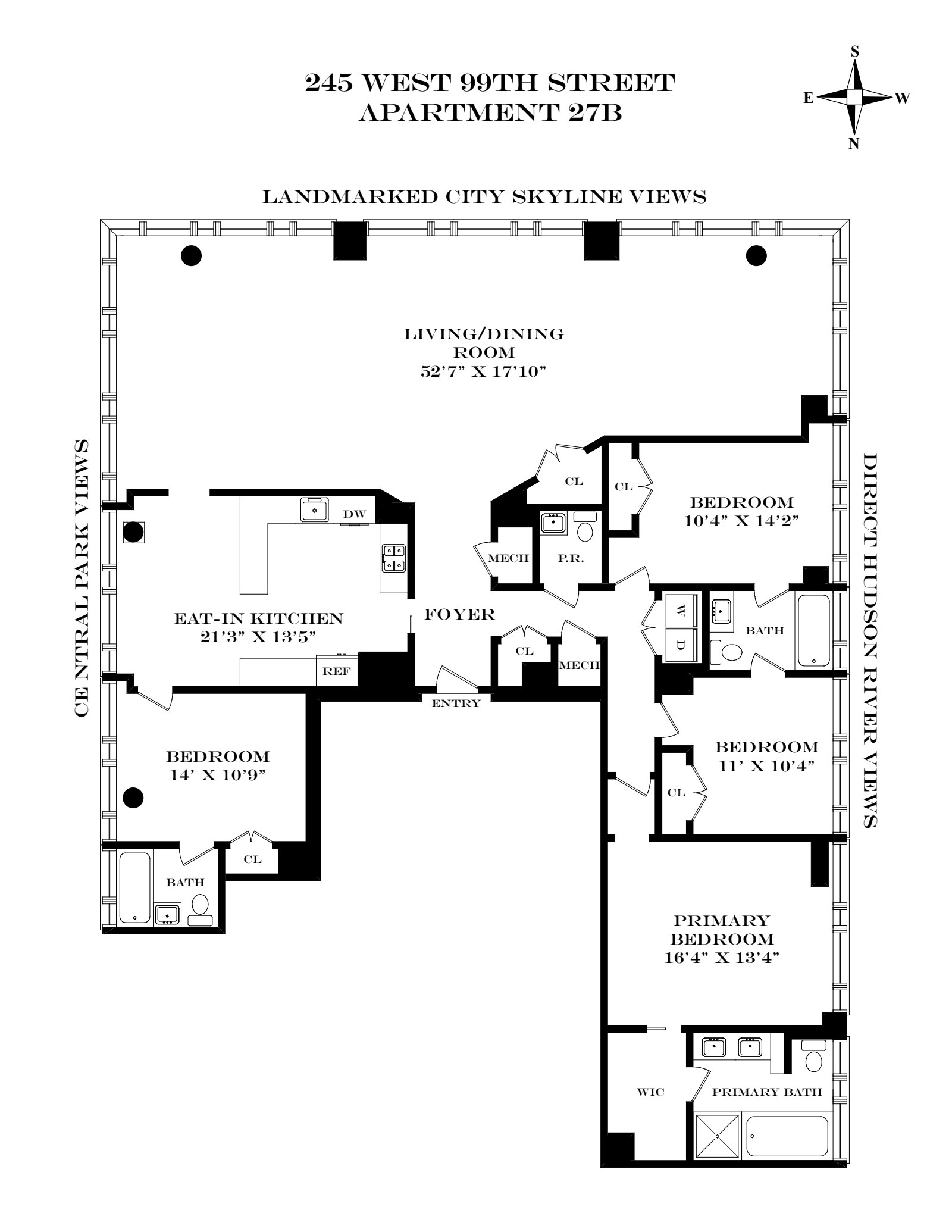 Floorplan for 245 West 99th Street, 27B