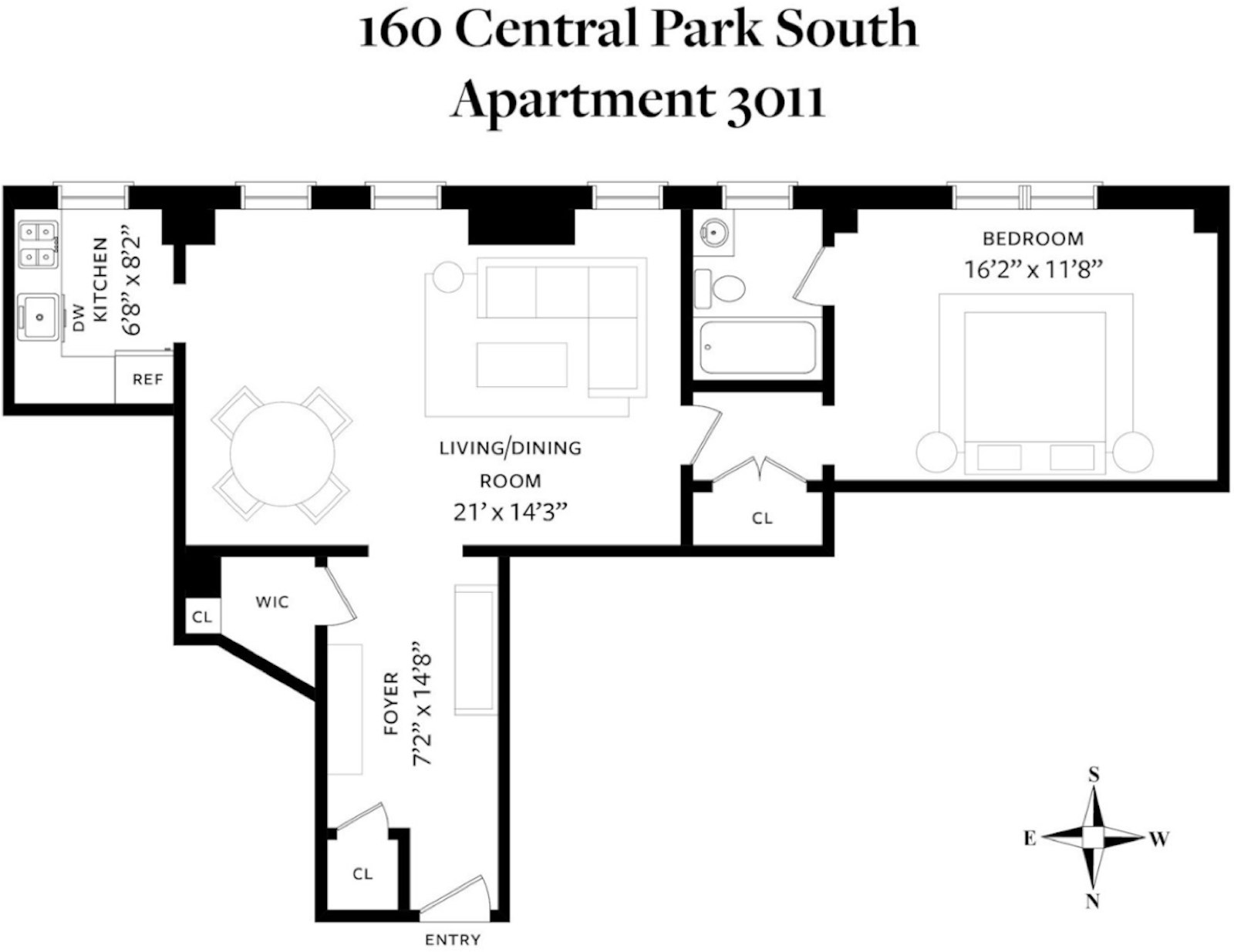 Floorplan for 160 Central Park South, 3011