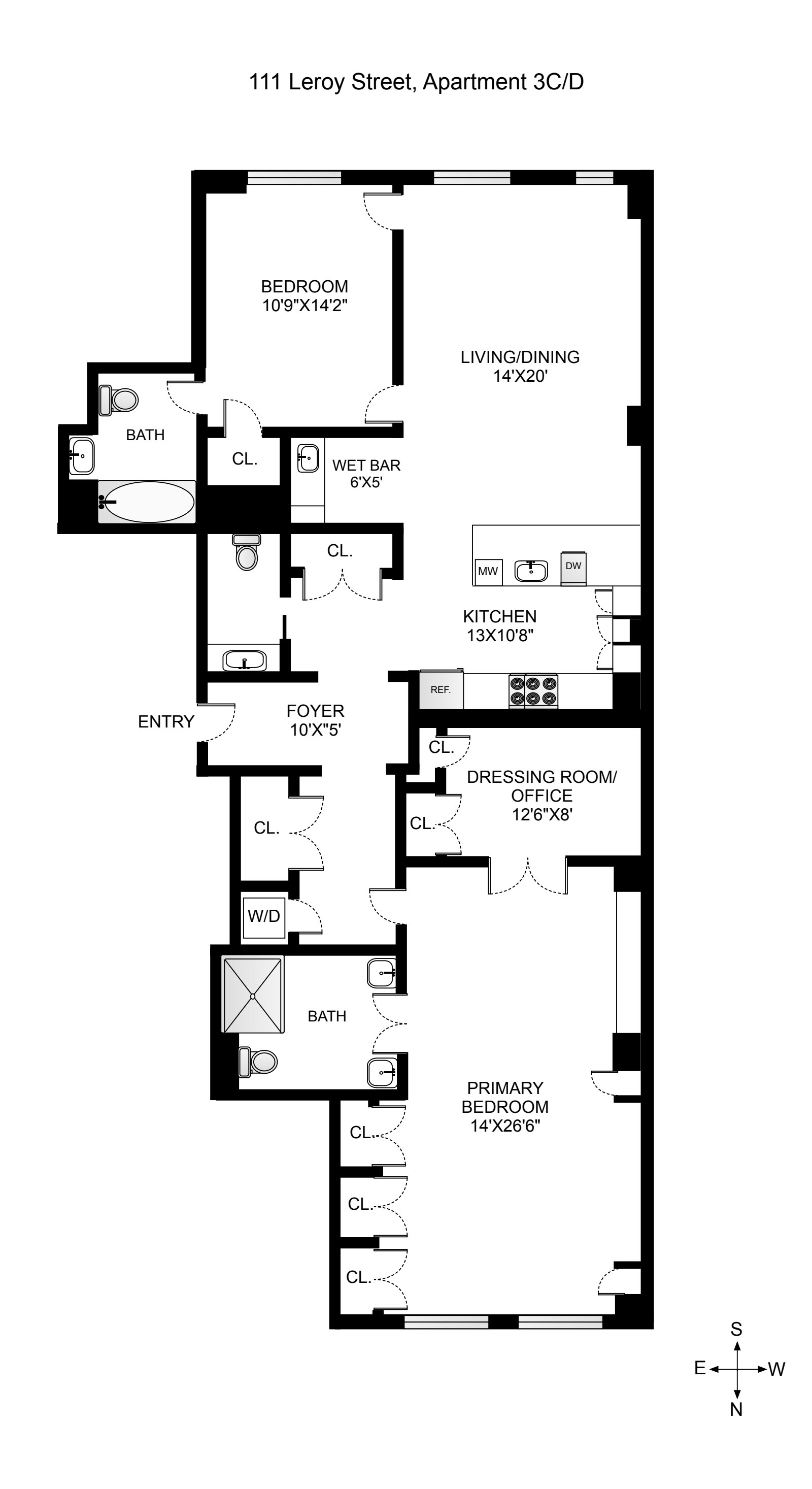Floorplan for 111 Leroy Street, 3C/D